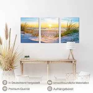 Набір картин Novart N034736b Пляж та море Бохо 3 шт. Синій та бежевий synthetic.ua - Фото 1