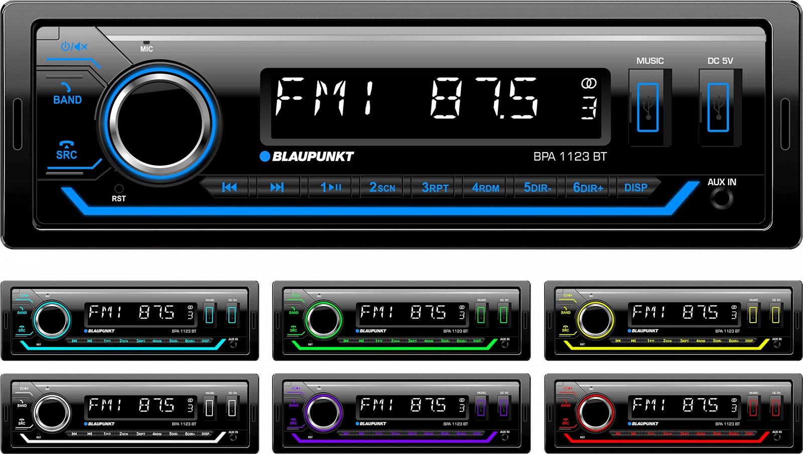 Автомагнитола Blaupunkt BPA 1123 BT 1-DIN, Bluetooth, USB, Aux, Мультицветный, 4 x 50 Вт, фото №2