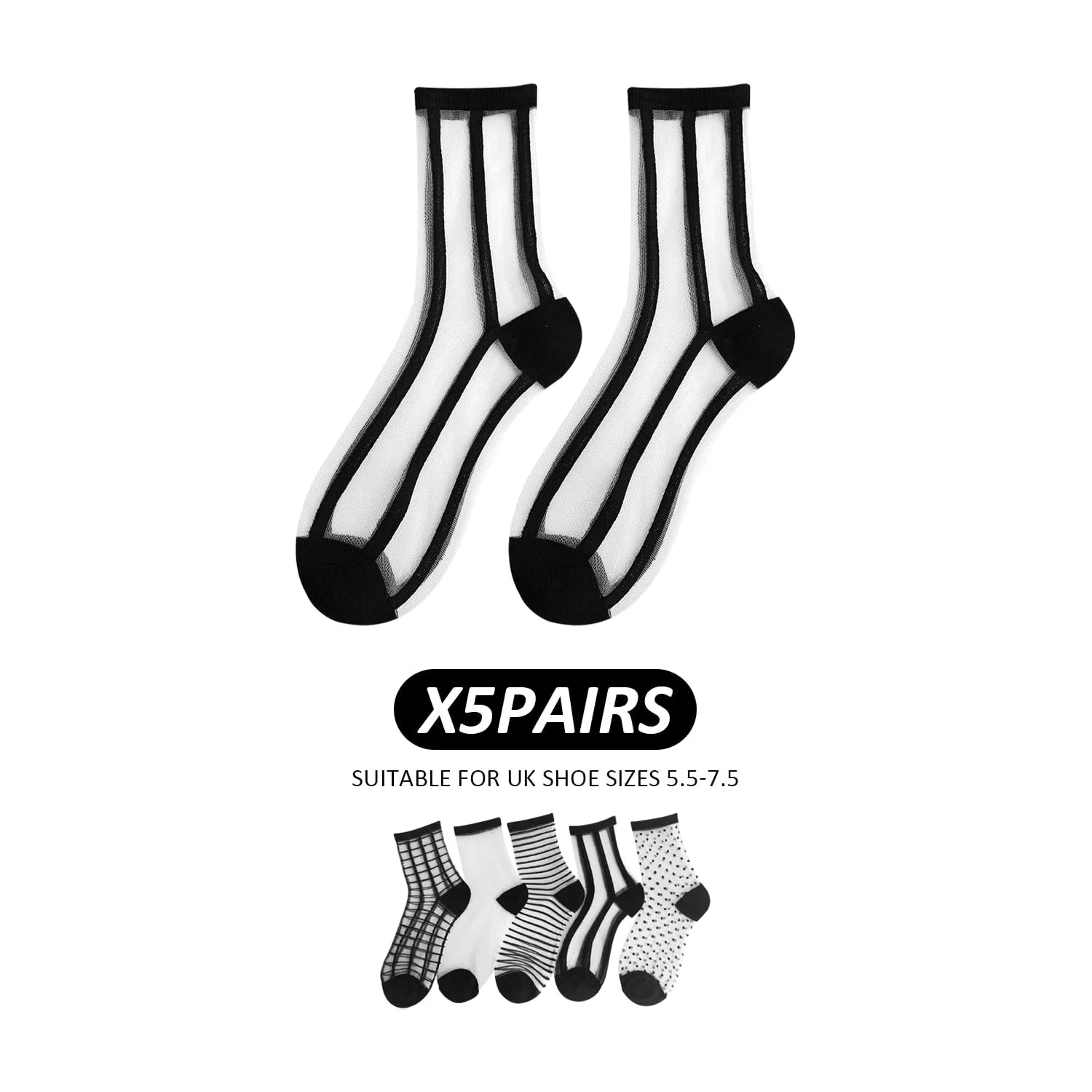 Шкарпетки Прозорі Чорні 5 пар Мереживо, фото №2 Шкарпетки Прозорі Чорні 5 пар Мереживо, фото №2