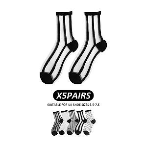 Шкарпетки Прозорі Чорні 5 пар Мереживо synthetic.ua - Фото 1