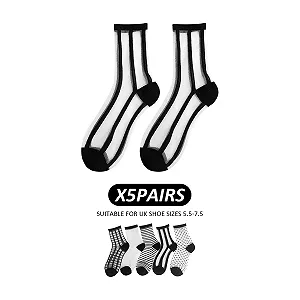 Шкарпетки Прозорі Чорні 5 пар Мереживо synthetic.ua - Фото 1