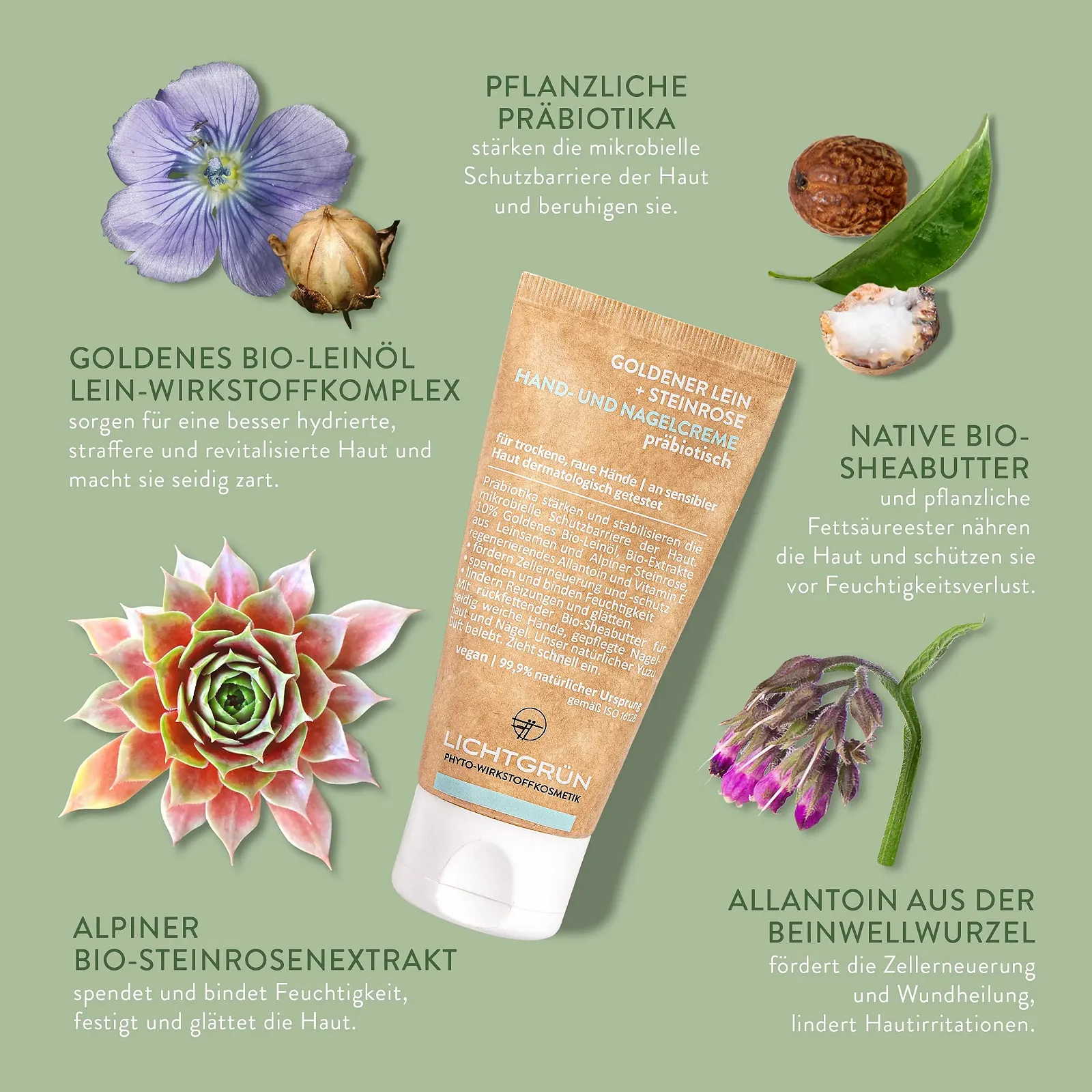 Крем для рук та нігтів Prebiotic Light Green 50 мл, фото №3 Крем для рук та нігтів Prebiotic Light Green 50 мл, фото №3