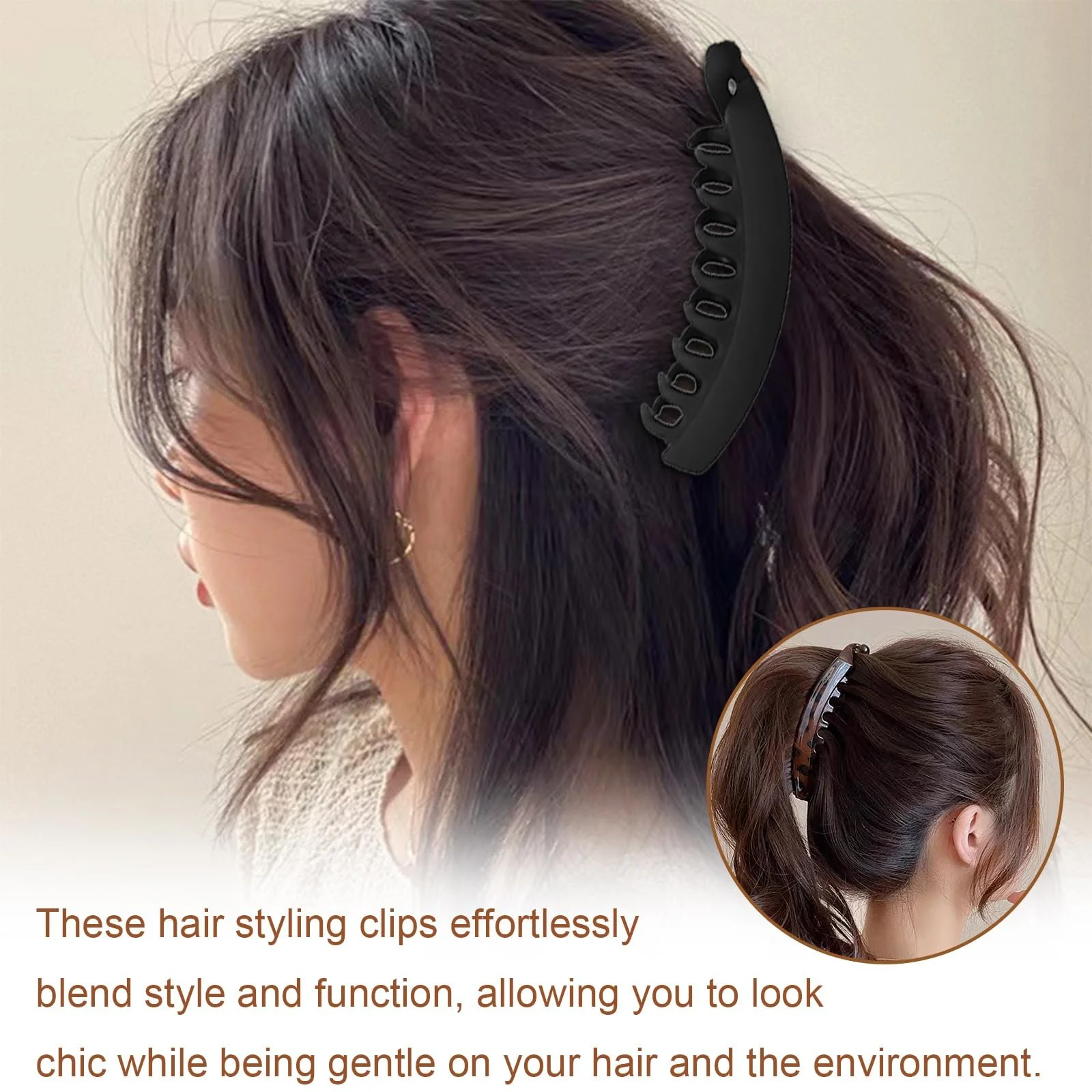 Шпильки-банани Великі для тонкого/густого волосся  Чорний та Черепаховий, 2 шт, фото №6 Шпильки-банани Великі для тонкого/густого волосся  Чорний та Черепаховий, 2 шт, фото №6