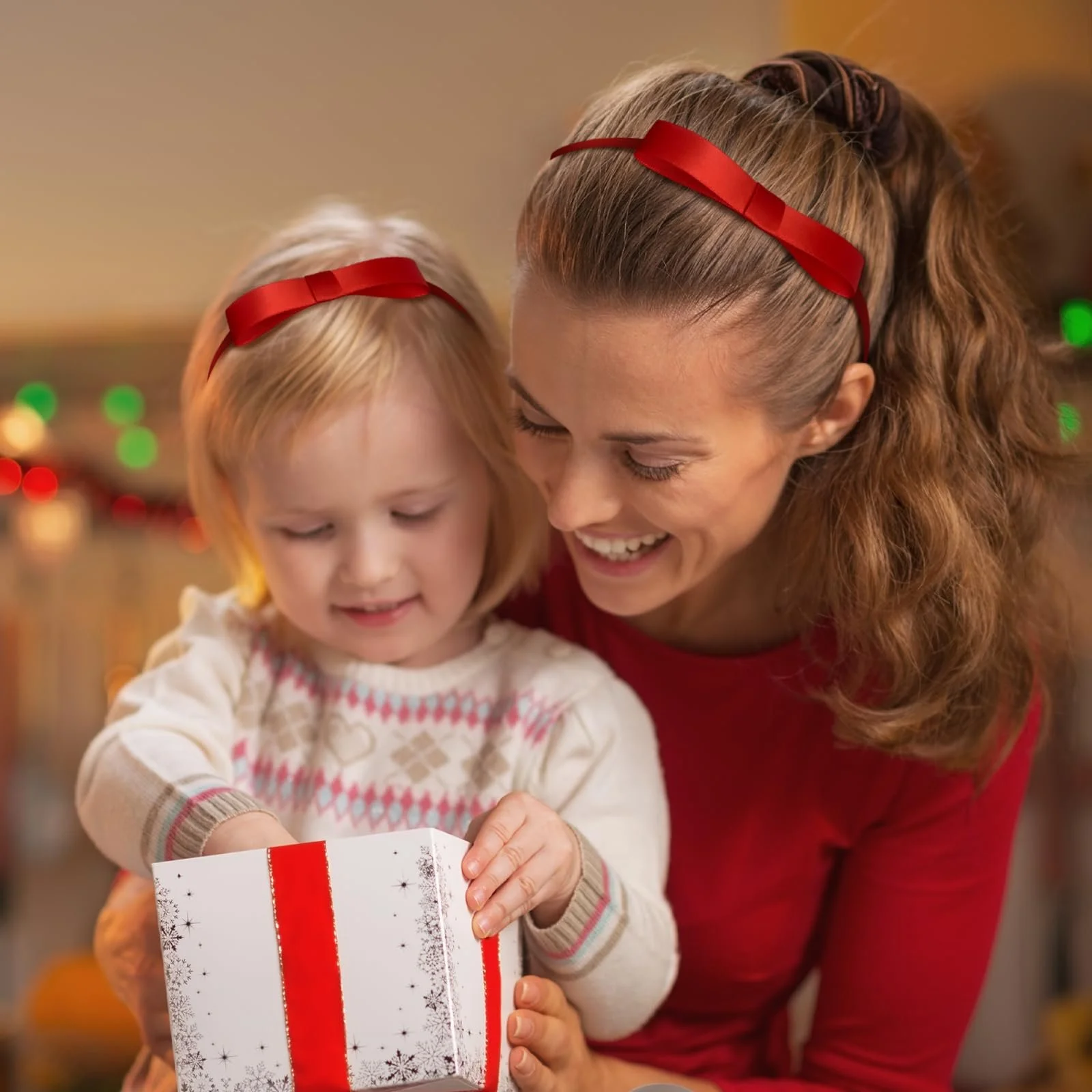 Обруч на голову з червоним бантом 4 шт, фото №4