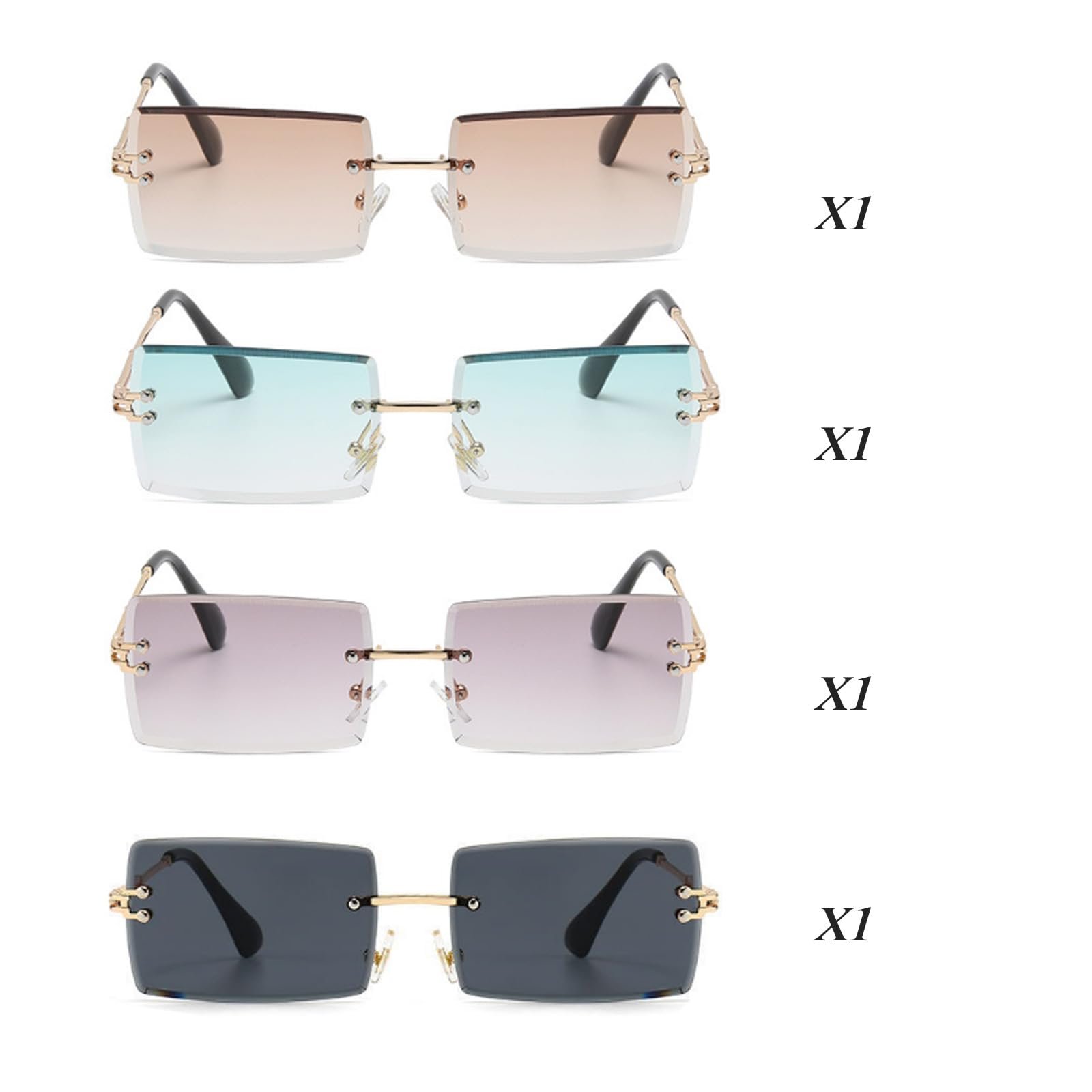 Солнцезащитные очки Без оправы Винтажные Gativs Прямоугольные Slim (Унисекс) 1, фото №3