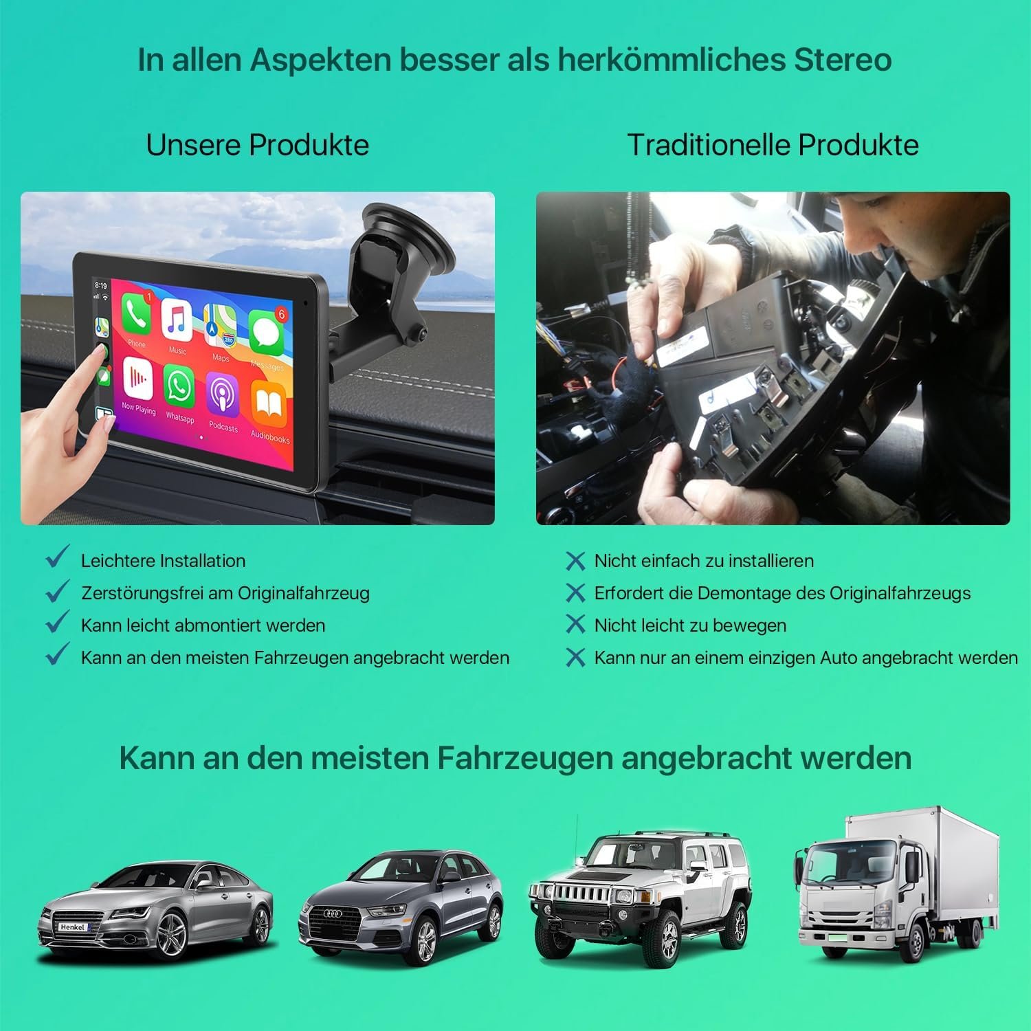 Автомагнітола GREENAUTO / 7" / Сенсорна / Apple CarPlay / Android Auto / Bluetooth / WI-FI / GPS / USB / AUX / TF slot, фото №7