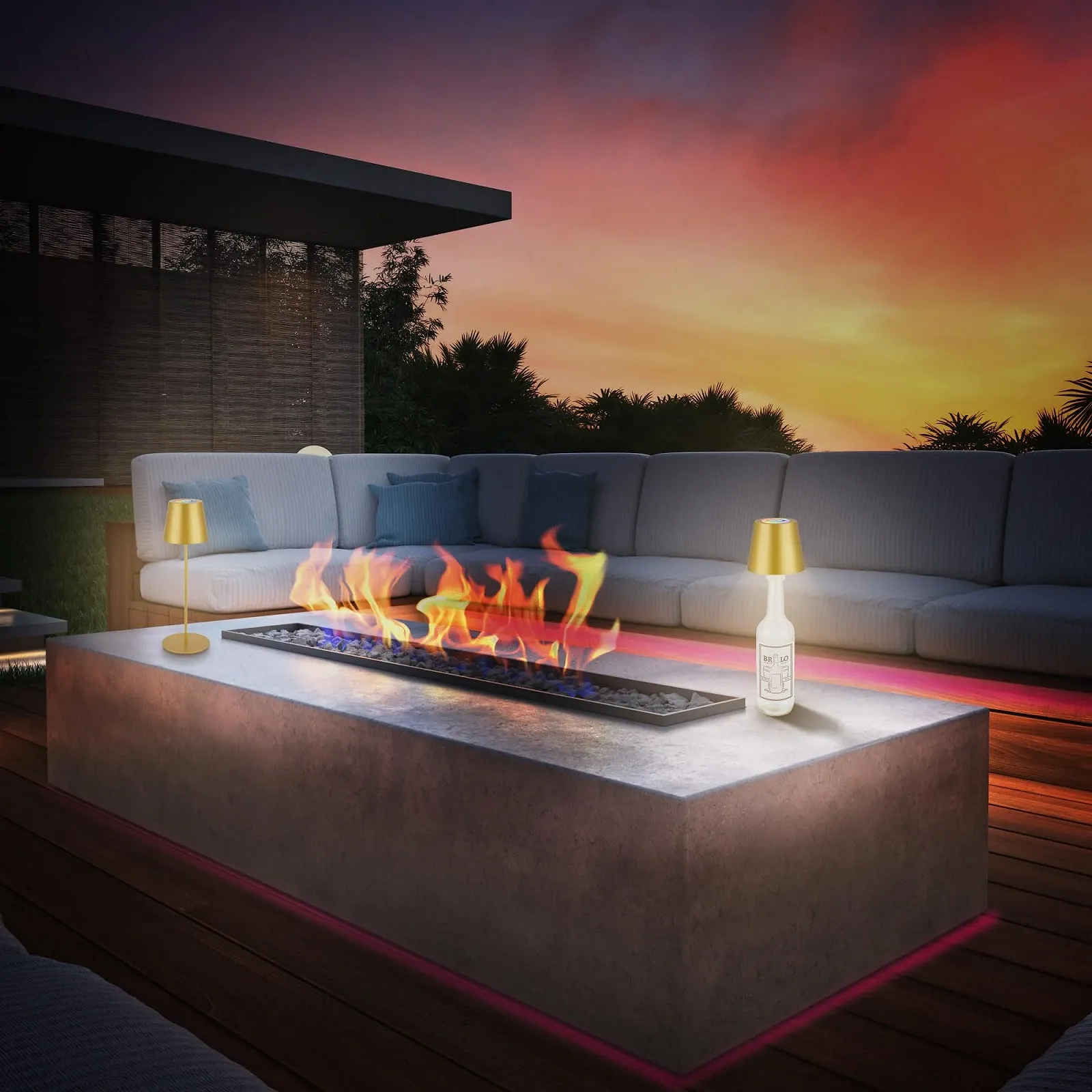 Настольная лампа BRILONER 3 в 1 RGBW LED Аккумуляторная IP44 Золотистая., фото №4