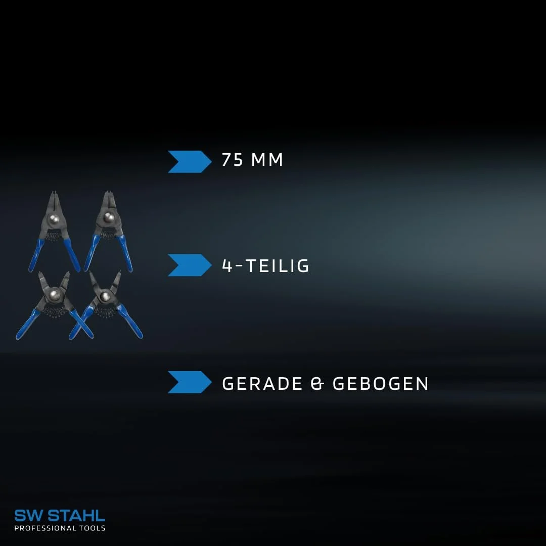 Набор мини плоскогубцев для стопорных колец SW-Stahl 4 шт., 75 мм, 41470L, фото №2