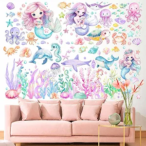 Наклейки на стіну Kreatwow Русалка та морські тварини Набір 2 шт. - Фото 1