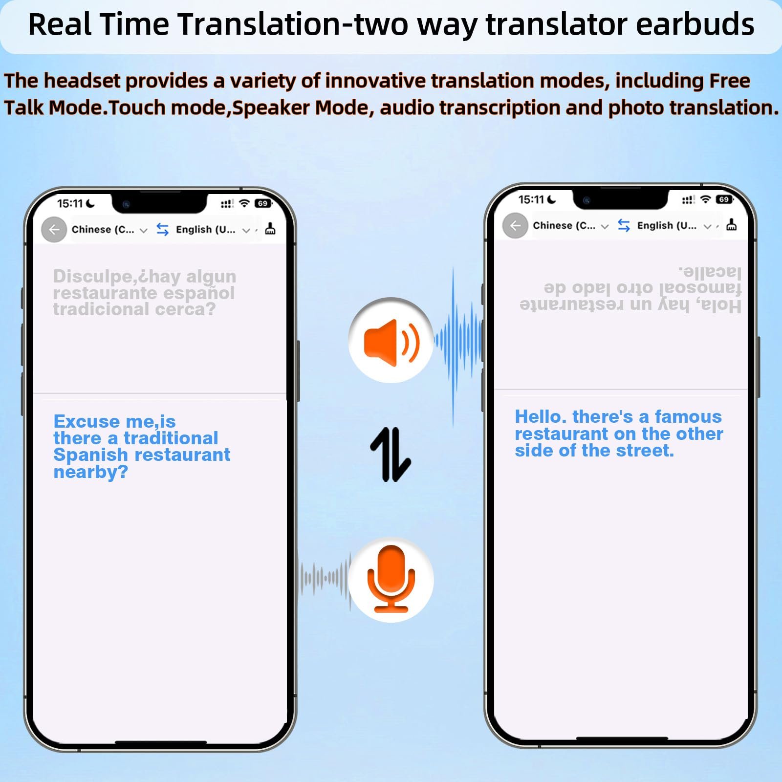 Навушники для перекладу Мов Ai 144+ Мов Bluetooth 5.4 для iOS та Android для подорожей, бізнесу та навчання, фото №6