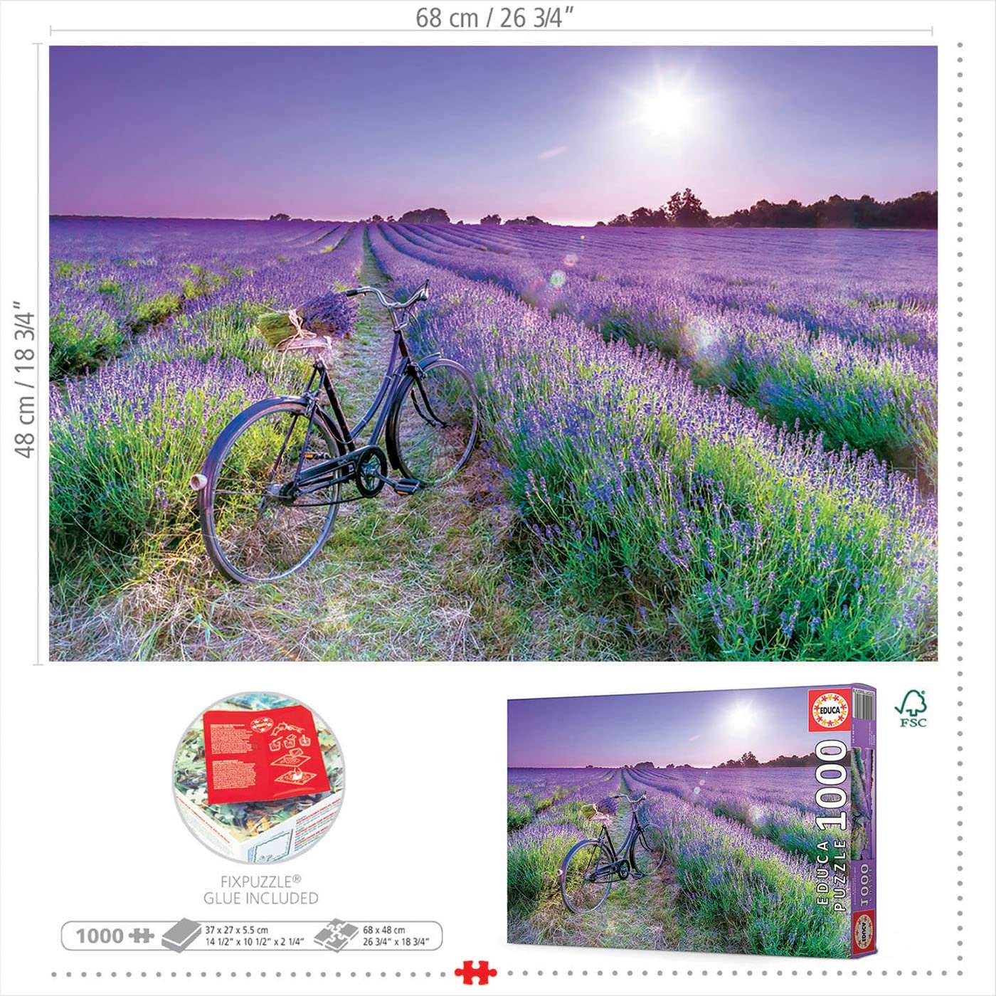 Пазл Educa Bicycle in the Lavender Field 1000 элементов (19255), фото №3