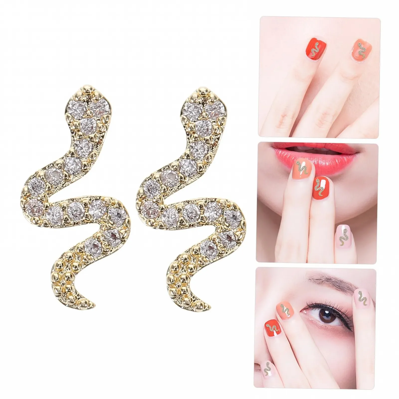 Подвески для ногтей Змея FOMIYES 5 шт. Металл со стразами, фото №9