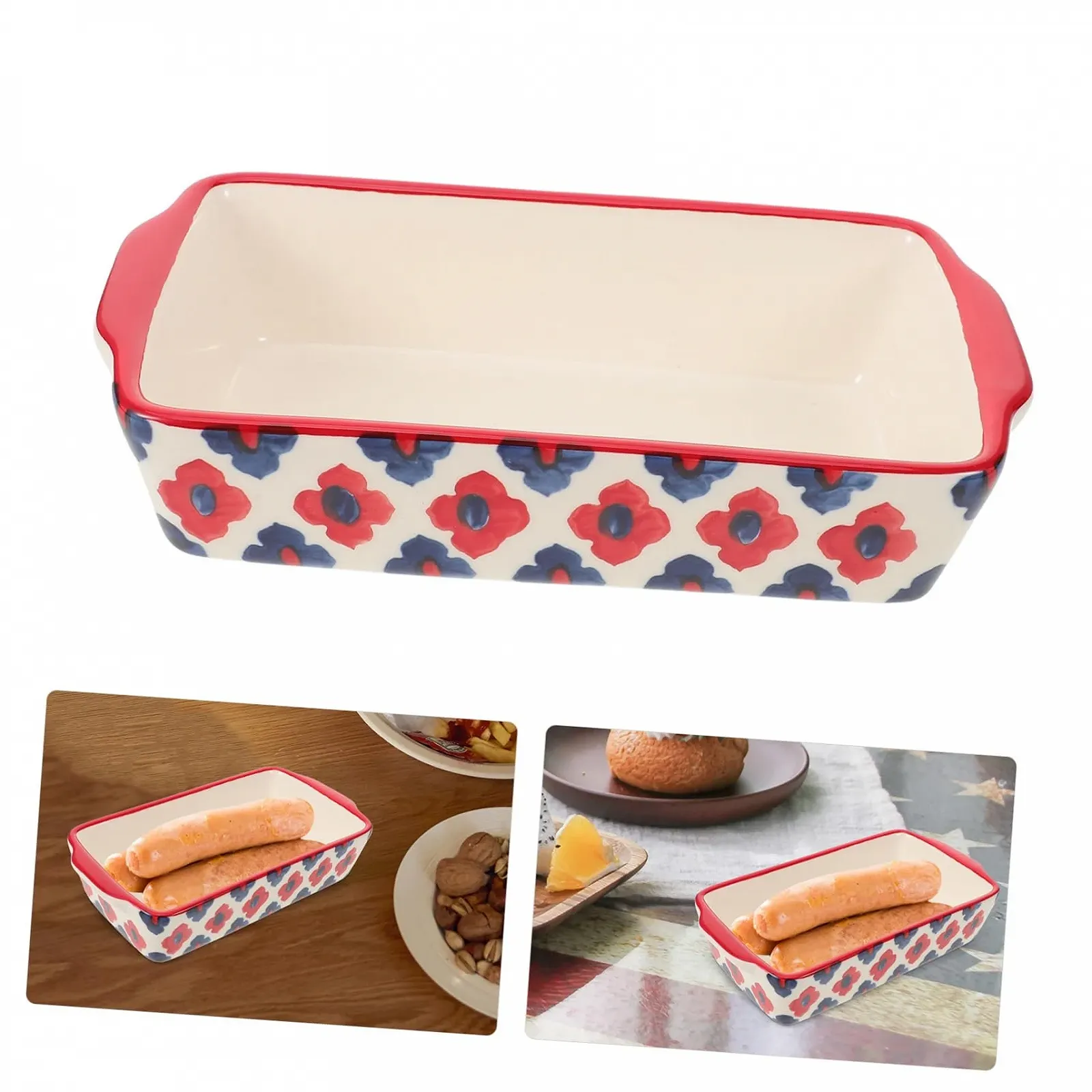 Форма для запікання BESTYASH Керамічна прямокутна з двома ручками для мікрохвильової печі та духовки, фото №5