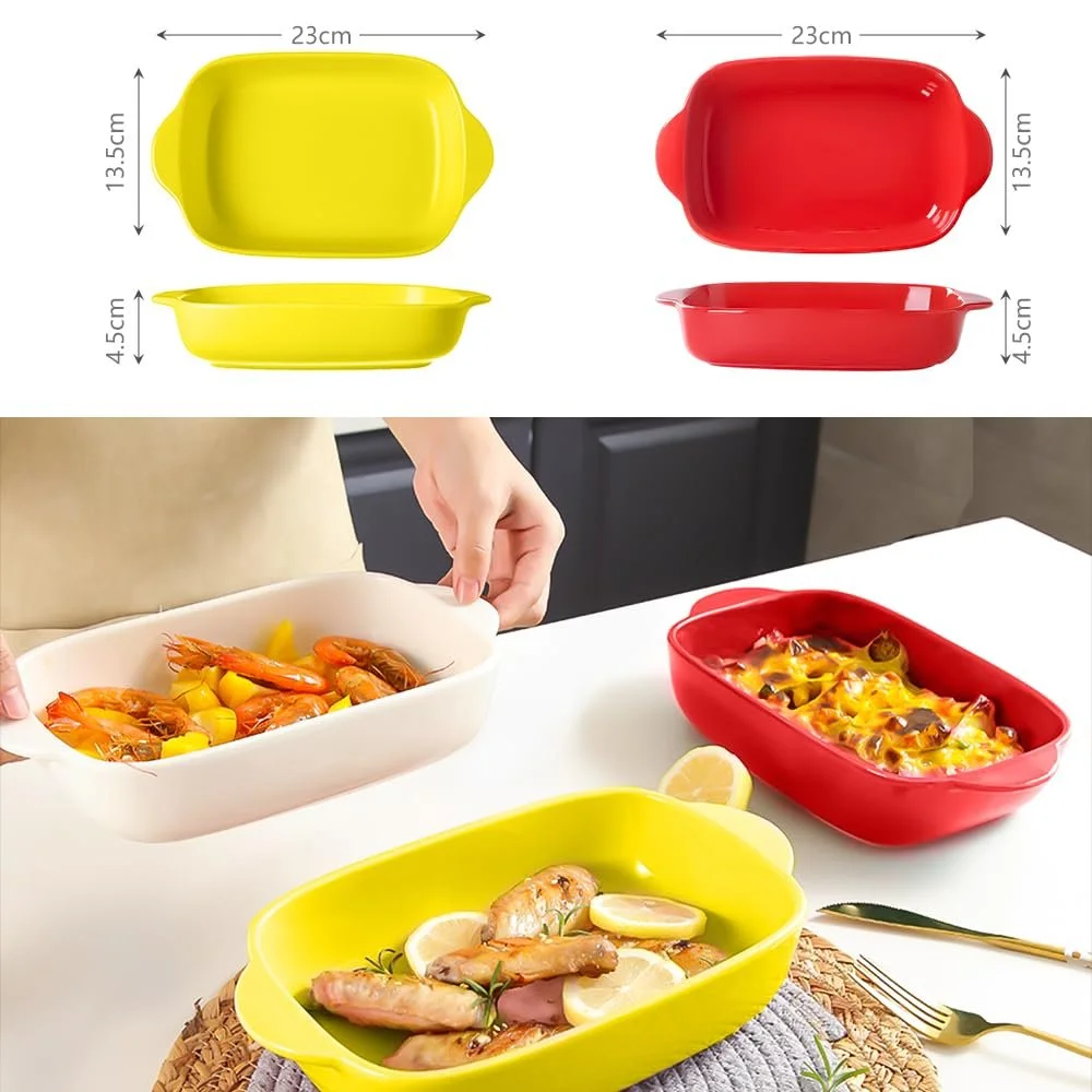 Форми для запікання лазаньї керамічні прямокутні з ручками 2 шт 9 x 5 дюймів, фото №4