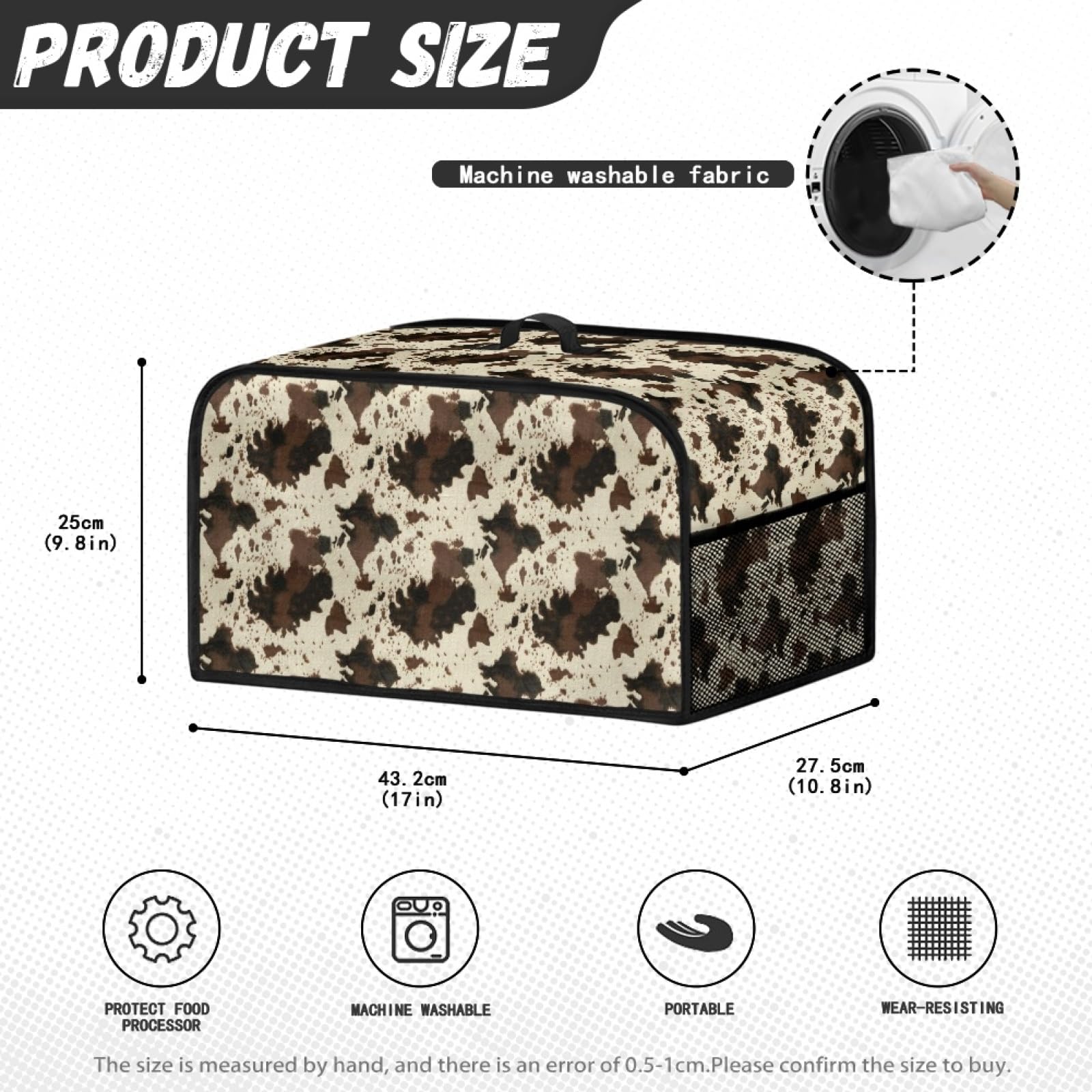 Чехол для мультиварки Wanyint Cow Print Dust Cover 6-8 Quart с ручкой и сумкой, фото №7