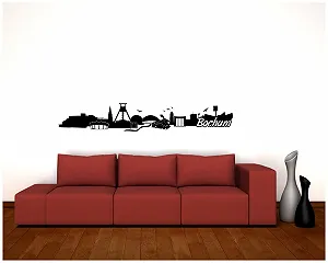 Наклейка на стіну Samunshi Bochum Skyline City Printed 100 x 16.6 см Чорний synthetic.ua - Фото 1