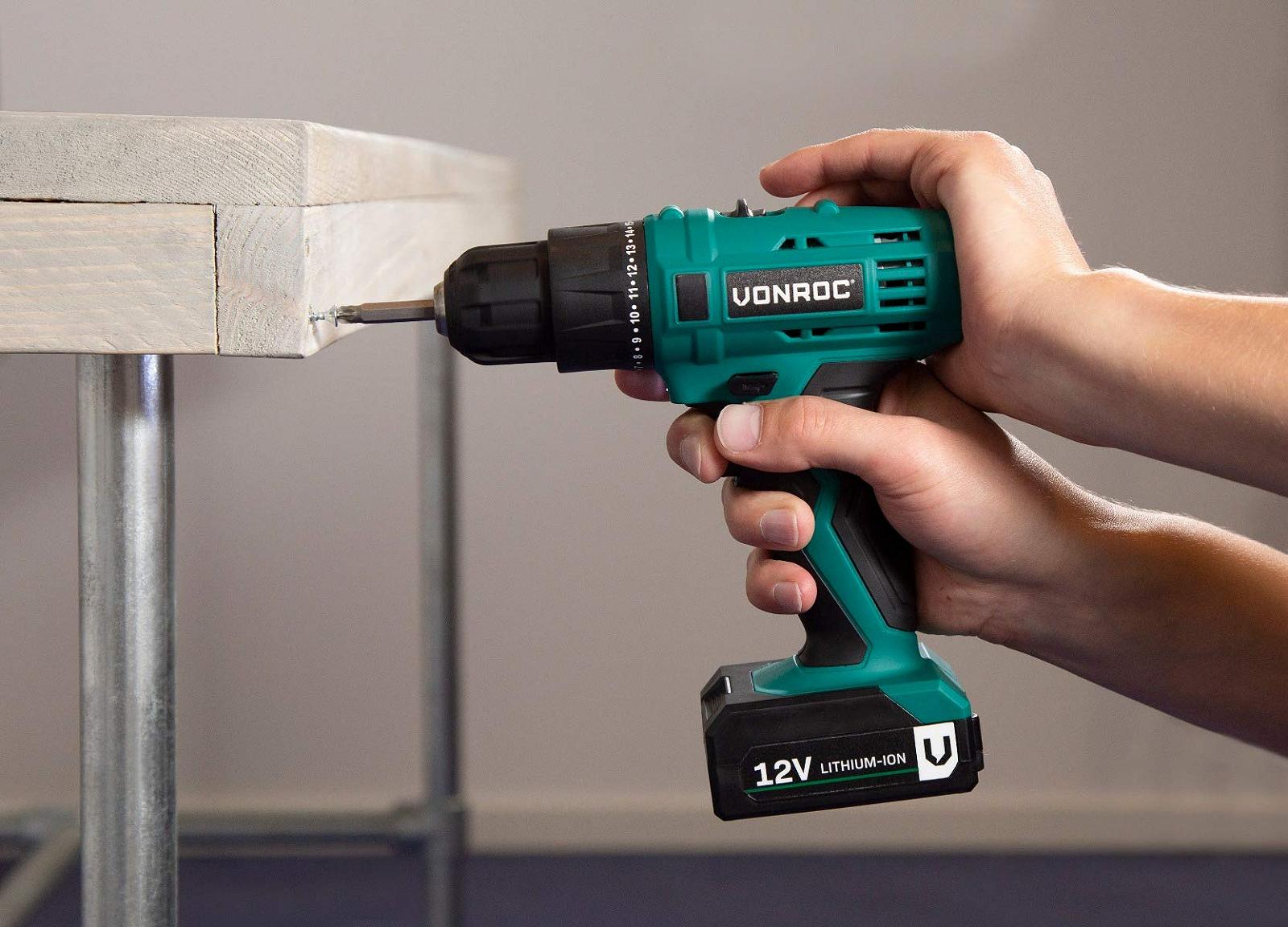 Шурупокрут VONROC Cordless 12 V Акумулятор Зарядний пристрій Біти Гвинти Сумка, фото №2