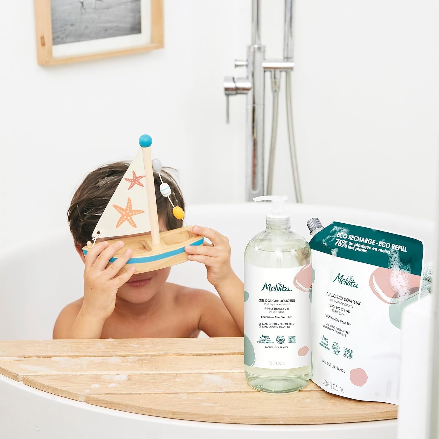 Гель для душу запаска Melvita Organic Aloe Vera 1000 мл, фото №3