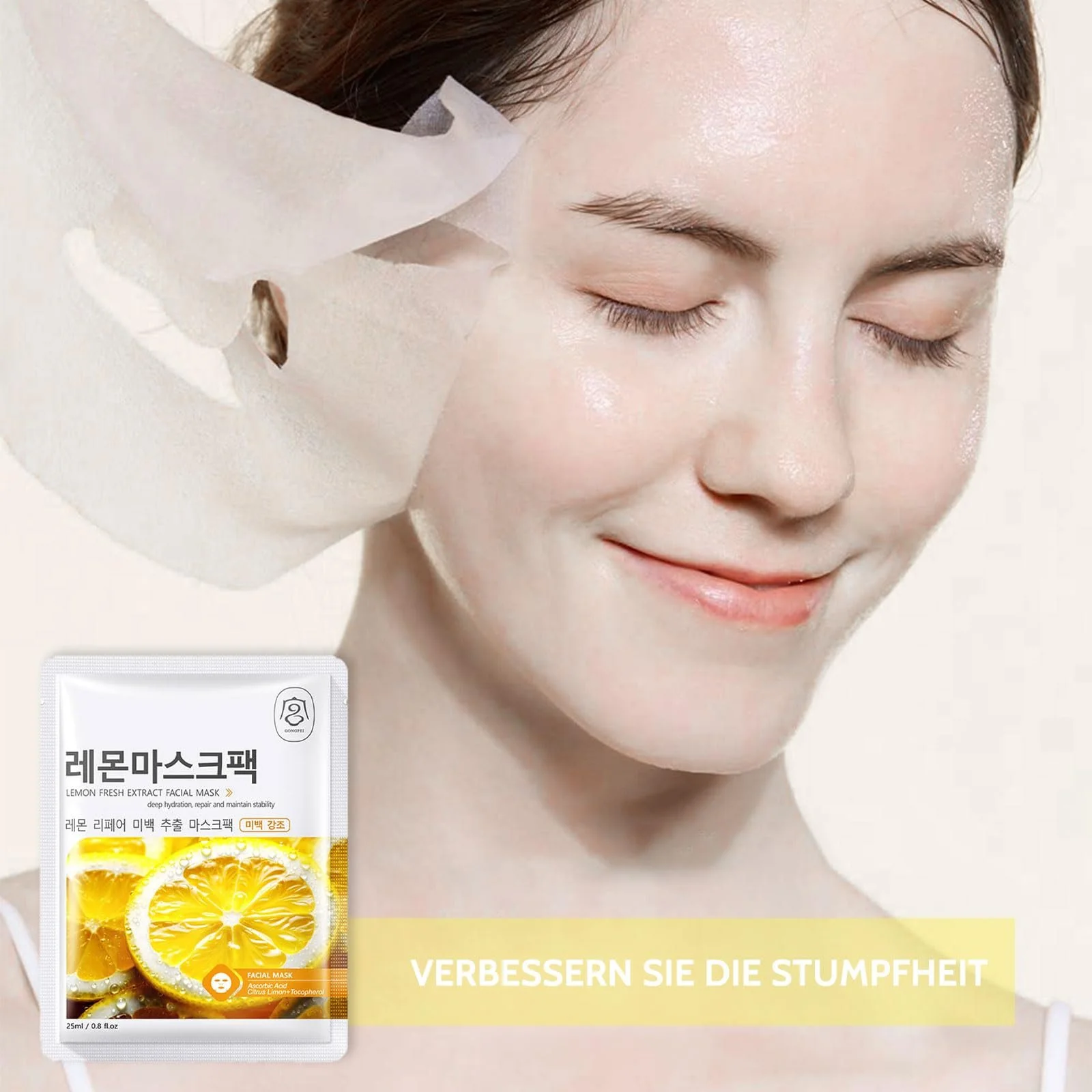 Тканинна маска Shefave, 8 шт, корейська маска для обличчя, вітамін C, фото №6