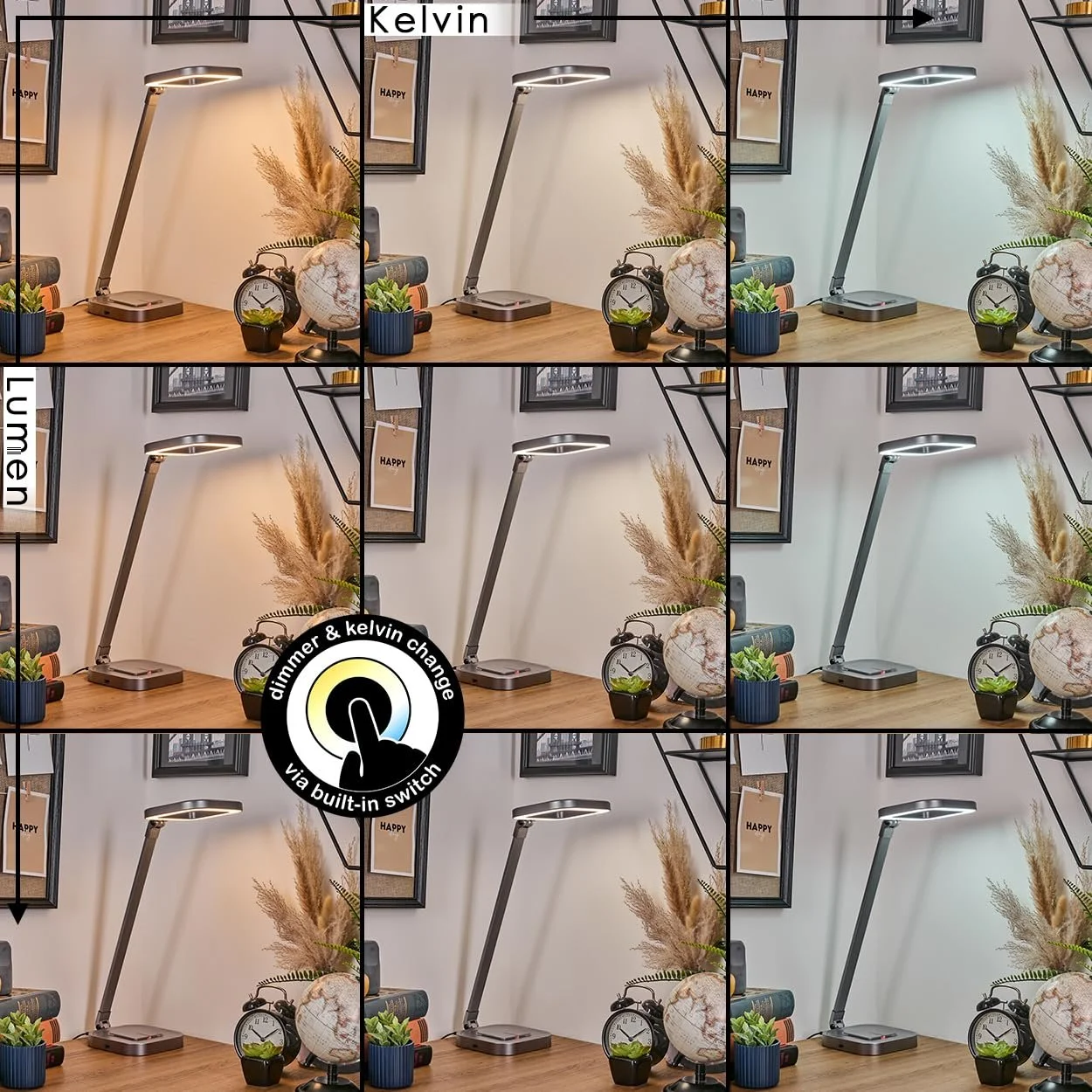 LED Настільна лампа HOFSTEIN Vringelby 58 см Регульована з димуванням RGB Сріблястий/Білий, фото №3