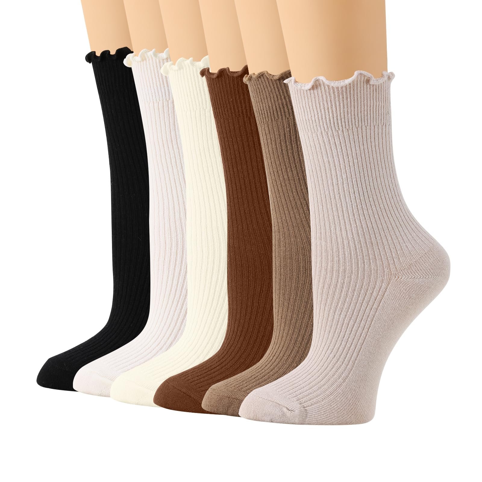 Носки с рюшами Yawlsow Хлопковые носки с рюшами 6 пар, фото №1