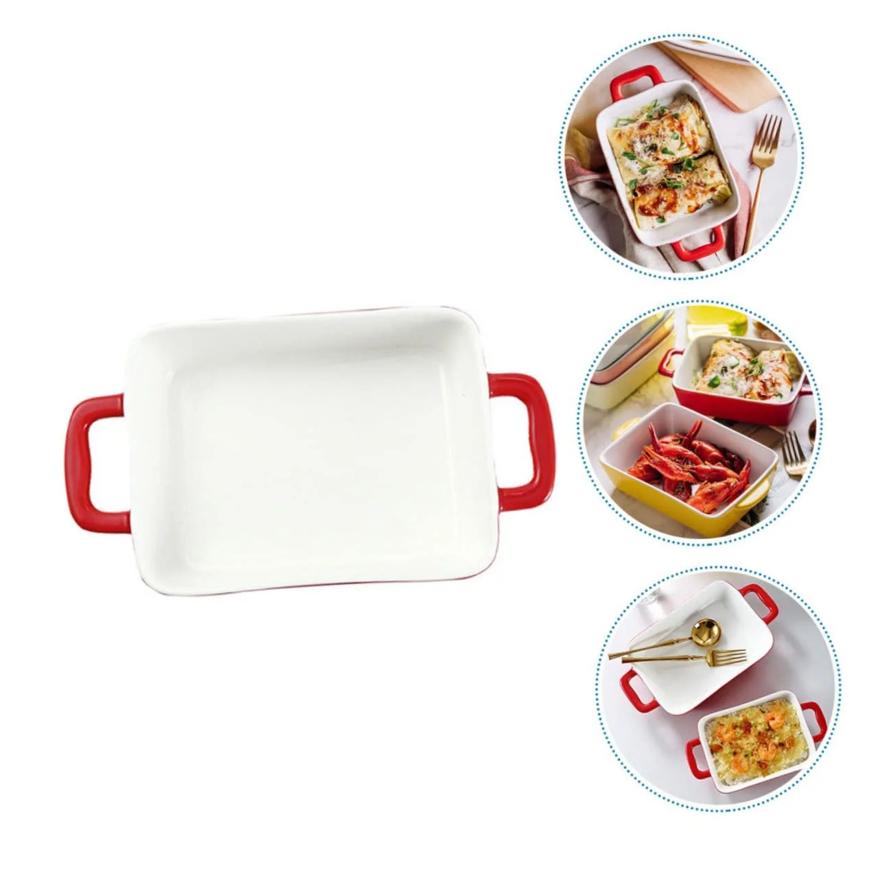 Керамічна форма для запікання Ciieeo з ручками BPA Frei багатофункціональна червона, фото №8