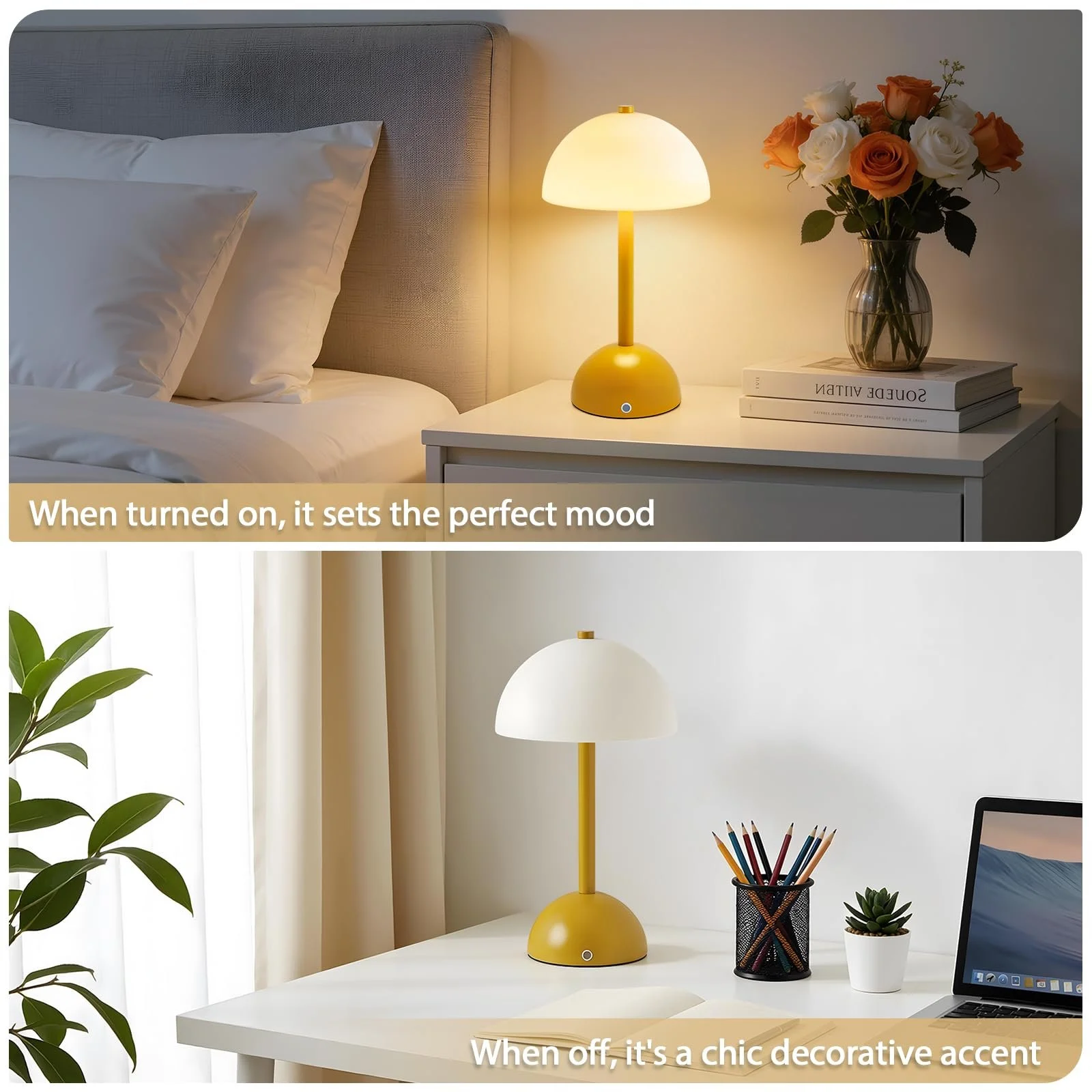 Настільна лампа GyroVu Mushroom LED 4000 mAh USB Жовта, фото №7