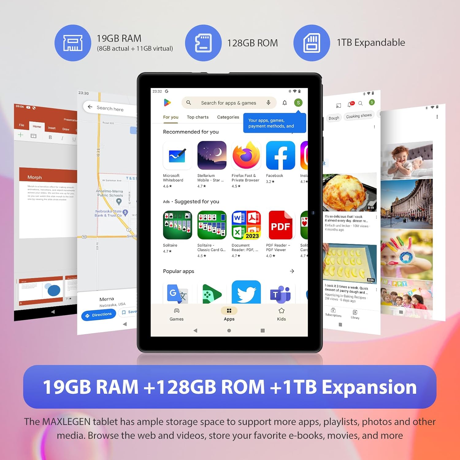 Планшет 10.1" MAXLEGEN Y121 8+11/128Gb 8 ядер Android 13 8000 mAh Сірий, фото №4