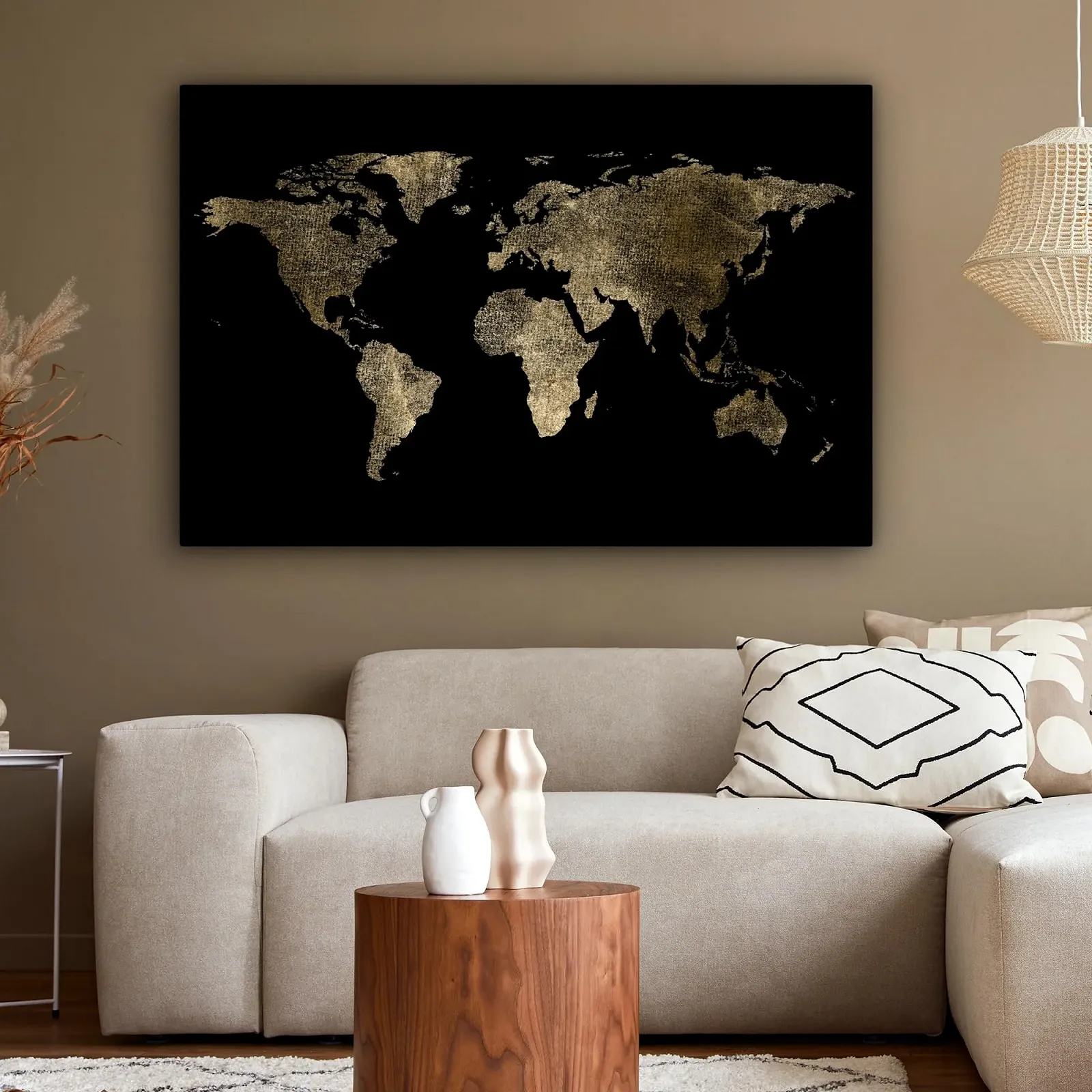 Картина на полотні MuchoWow World Map 120 x 80 см Золотисто-чорна, фото №4