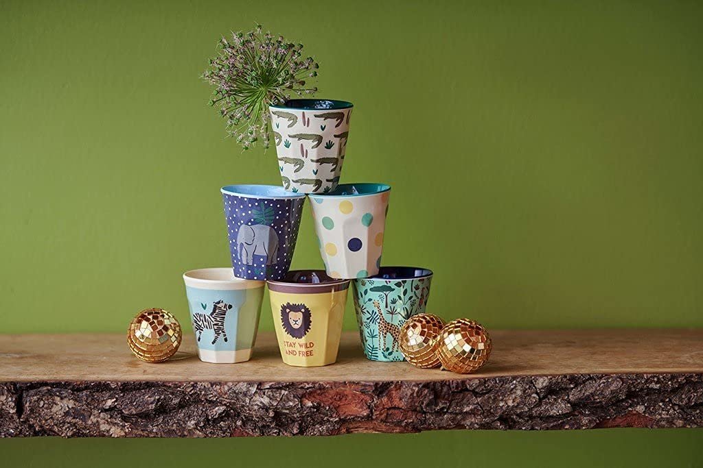 Чашка RICE. DK Маленька вигнута меламінова чашка RICE з 6 дизайнами джунглів - Синя, фото №4
