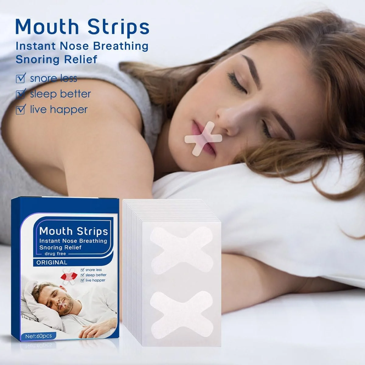 Смужки для рота проти хропіння 2 коробки по 120 смужок для сну Дихаючі, фото №3 Смужки для рота проти хропіння 2 коробки по 120 смужок для сну Дихаючі, фото №3