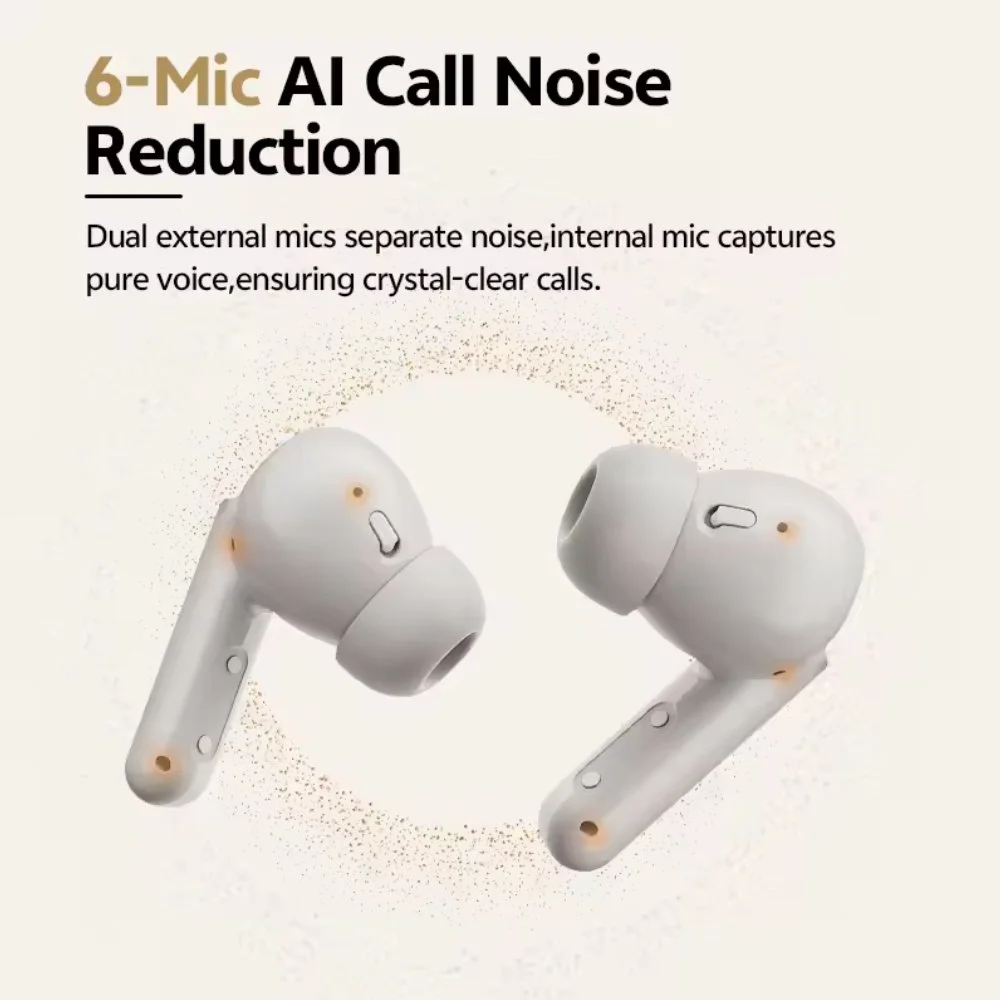 Наушники QCY Buds ANC White -45dB BT5.4 Multipoint 6 микрофонов с AI, фото №6