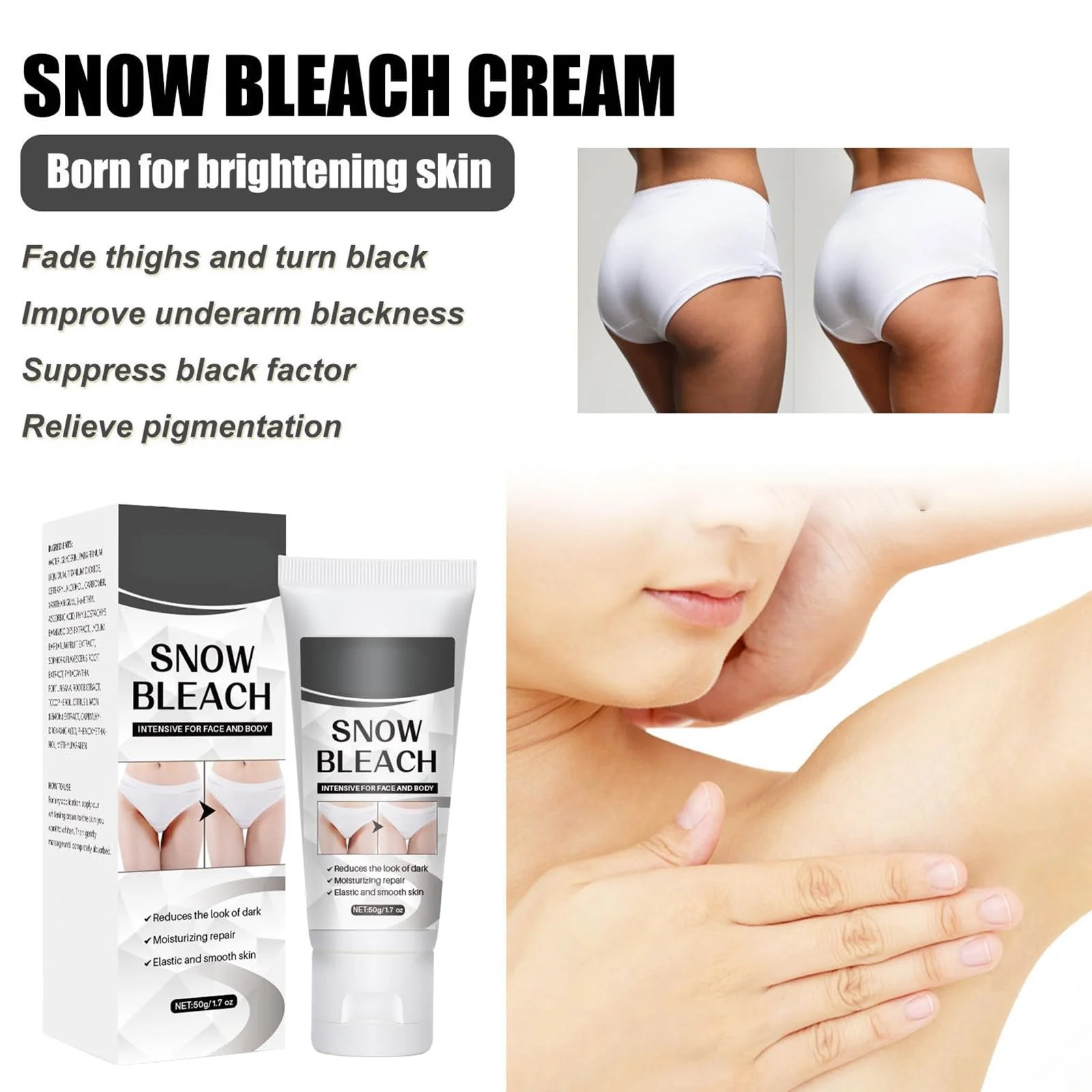 Крем для интимных зон 29 Snow Bleach, крем для отбеливания кожи для подмышек, крем для отбеливания подмышек, для подмышек, коленей, локтей, внутренней части бедер, коленей и тела, фото №3