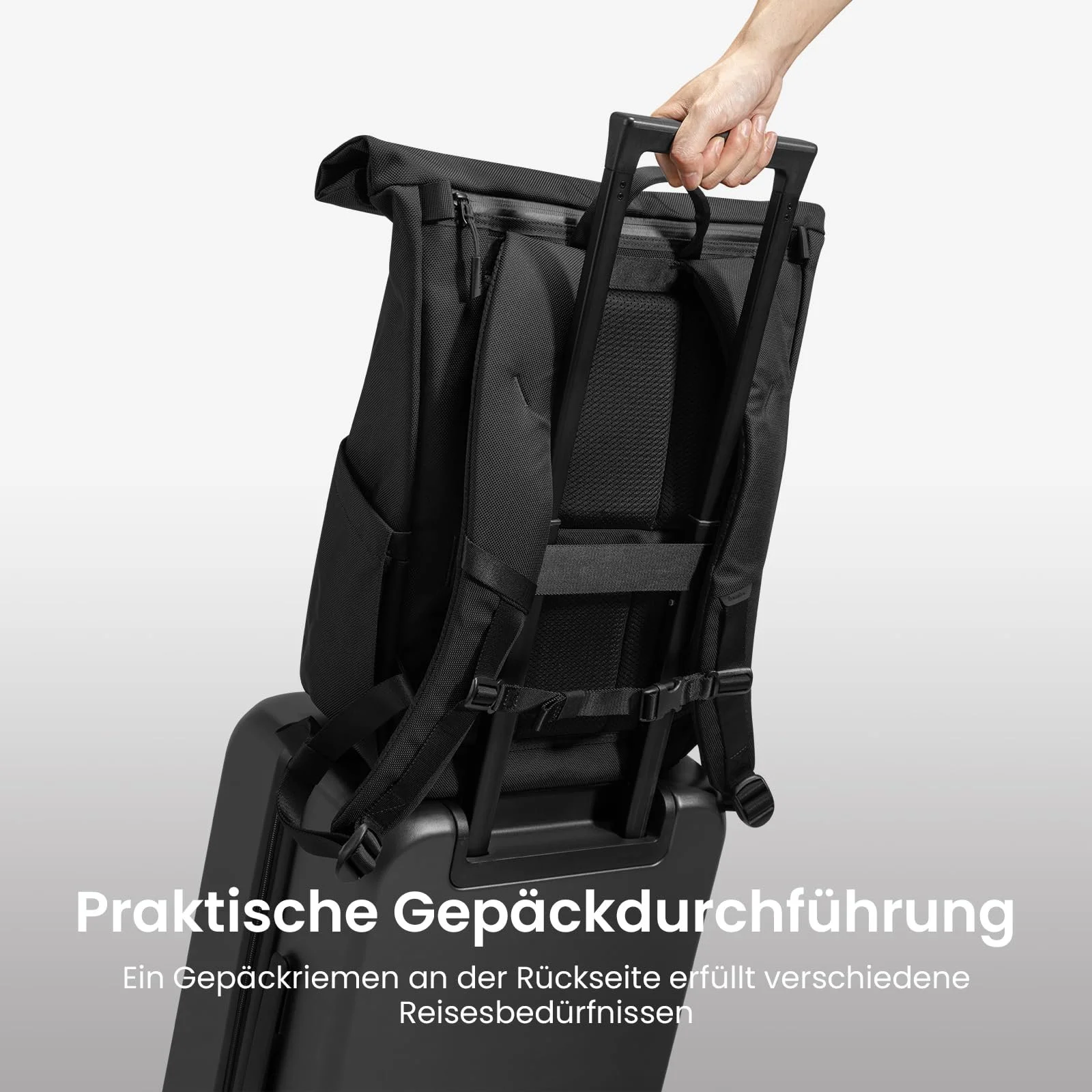 Рюкзак для ноутбука tomtoc Rolltop T61 25L-30L 17.3 дюйма Водонепроникний Black, фото №9 Рюкзак для ноутбука tomtoc Rolltop T61 25L-30L 17.3 дюйма Водонепроникний Black, фото №9