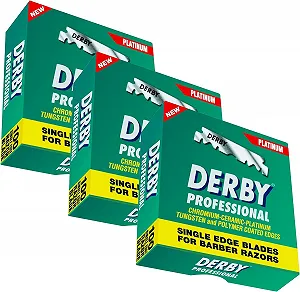 Лезвия для бритья Shaving Factory Derby из нержавеющей стали с хромовым покрытием 300 шт. - Фото 1