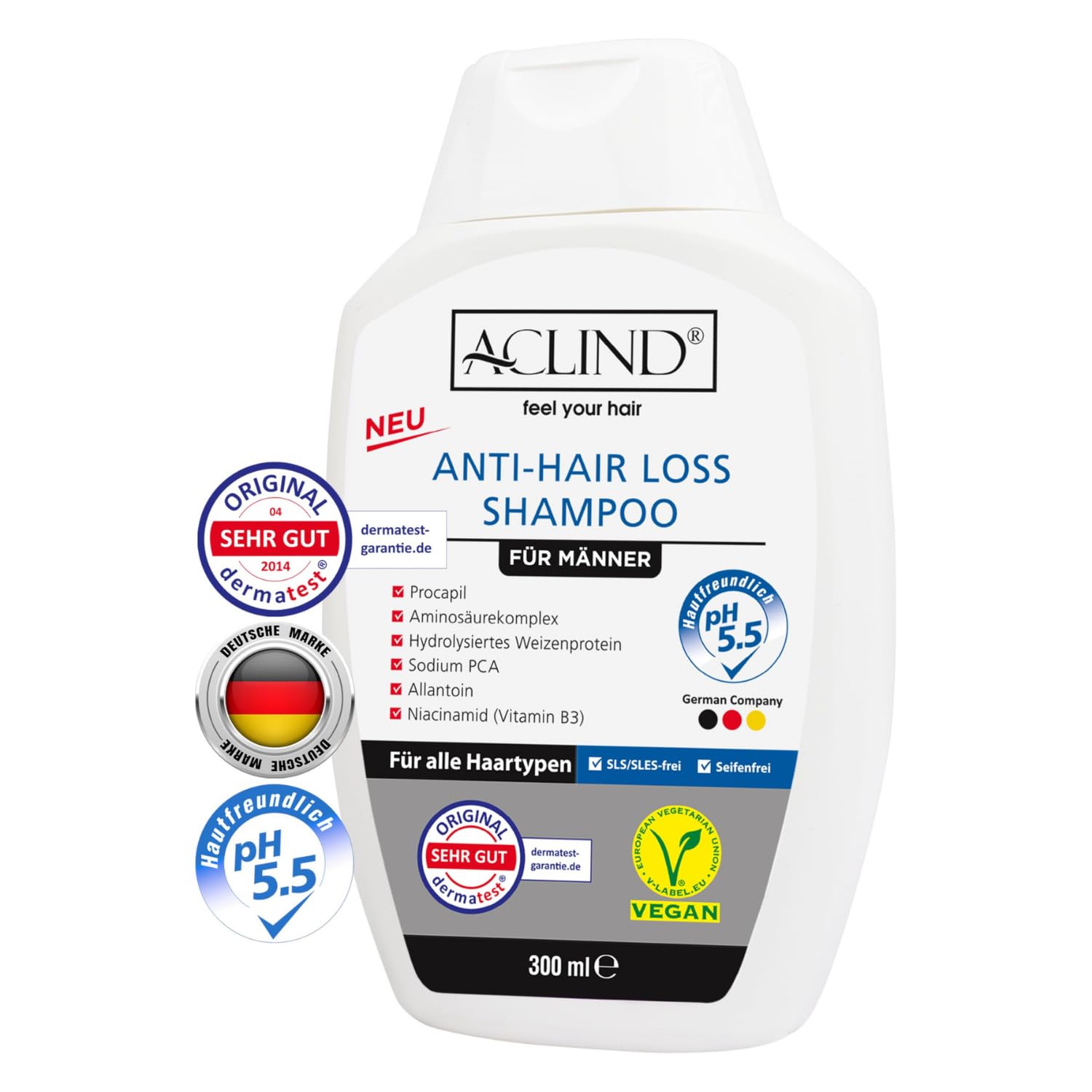 Шампунь ACLIND Проти випадіння волосся Органічні інгредієнти 300 мл, фото №2 Шампунь ACLIND Проти випадіння волосся Органічні інгредієнти 300 мл, фото №2