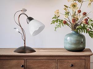 Настільна лампа Florentine Ефект іржі Скляний плафон Білий 32 см synthetic.ua - Фото 1