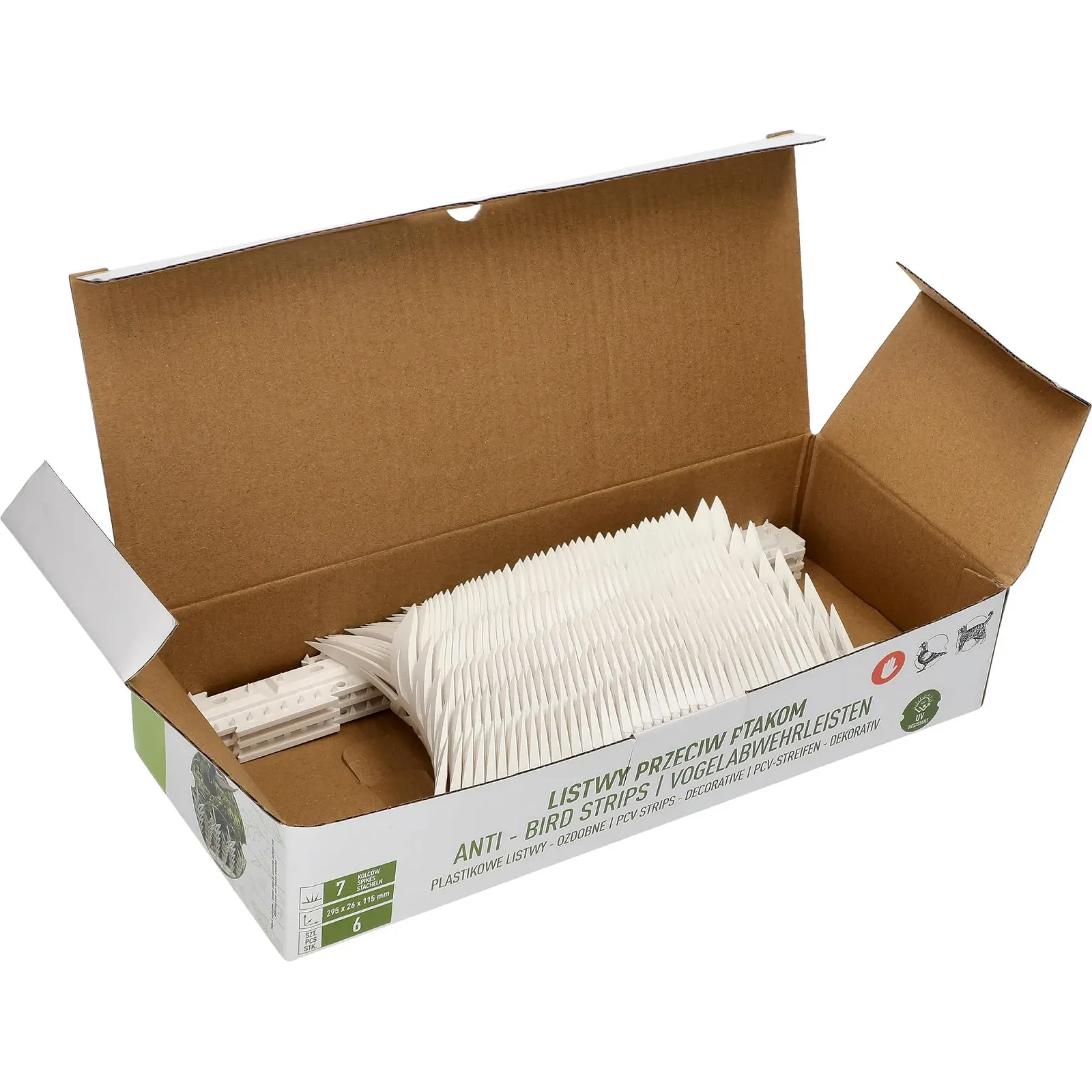 Шипи від птахів BROWIN 731109 29.5 x 13 x 11.5 см 6 шт. білі UV-стійкий пластик, фото №4