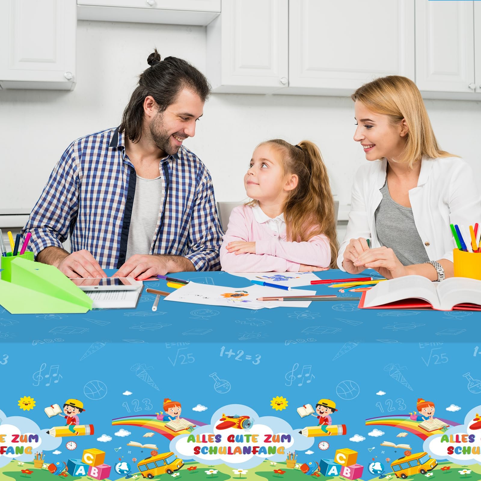 Скатертина Alles Gute Zum Schulanfang Набір 2 шт. Синя 137 x 274 см, фото №6
