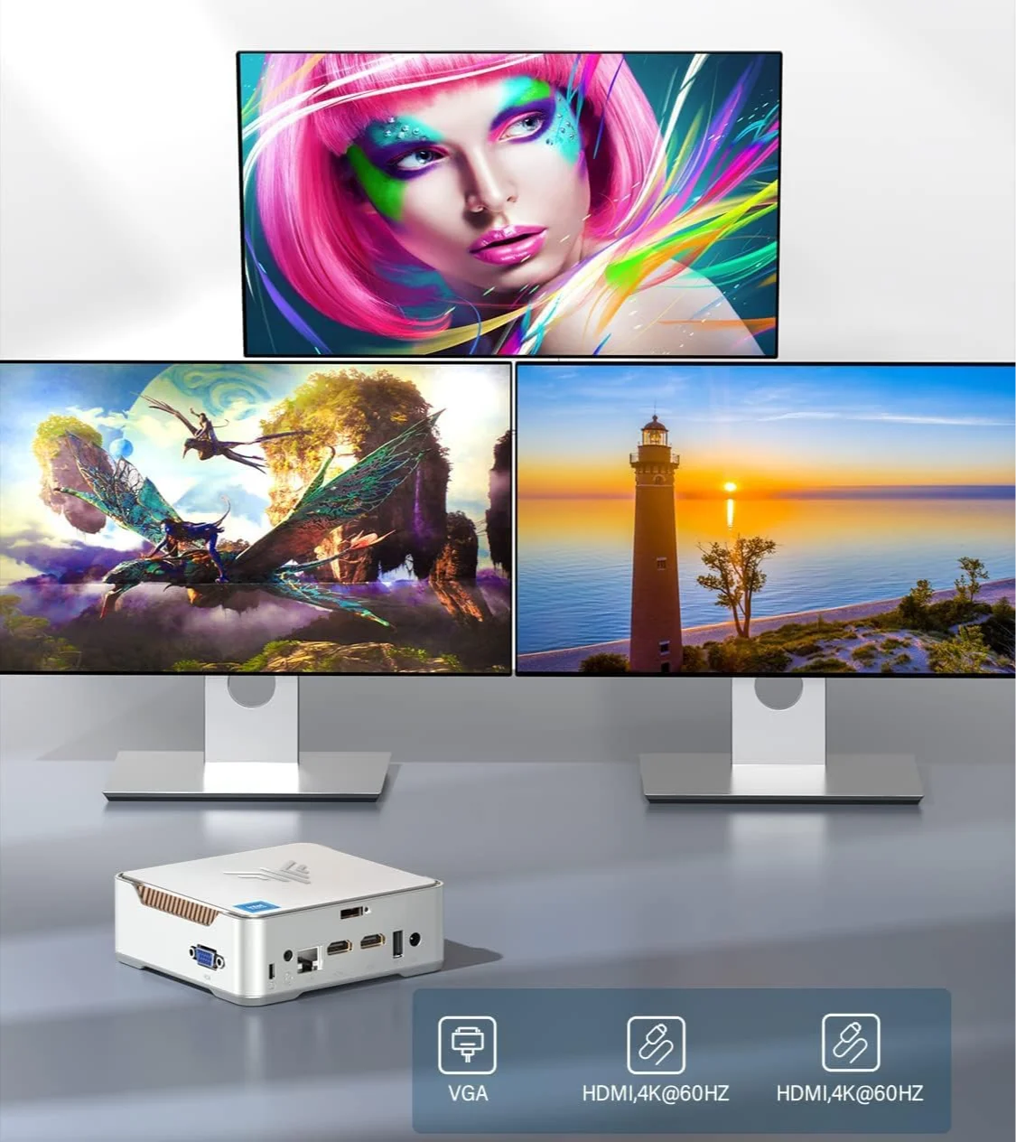 Міні ПК NiPoGi GK3 Plus / Intel Alder Lake-N97 / RAM 16GB / SSD 512GB / Intel UHD Graphics / 2 x HDMI / 1 x LAN / Wi-Fi 5 / Bluetooth 4.2 / Windows 11 / Сріблястий, фото №4 Міні ПК NiPoGi GK3 Plus / Intel Alder Lake-N97 / RAM 16GB / SSD 512GB / Intel UHD Graphics / 2 x HDMI / 1 x LAN / Wi-Fi 5 / Bluetooth 4.2 / Windows 11 / Сріблястий, фото №4