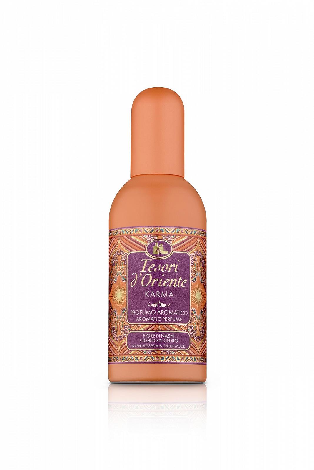 Подарунковий набір Tesori d'Oriente Karma Гель для душу 500 мл, гель для душу 250 мл та парфум 100 мл у металевій коробці, фото №4