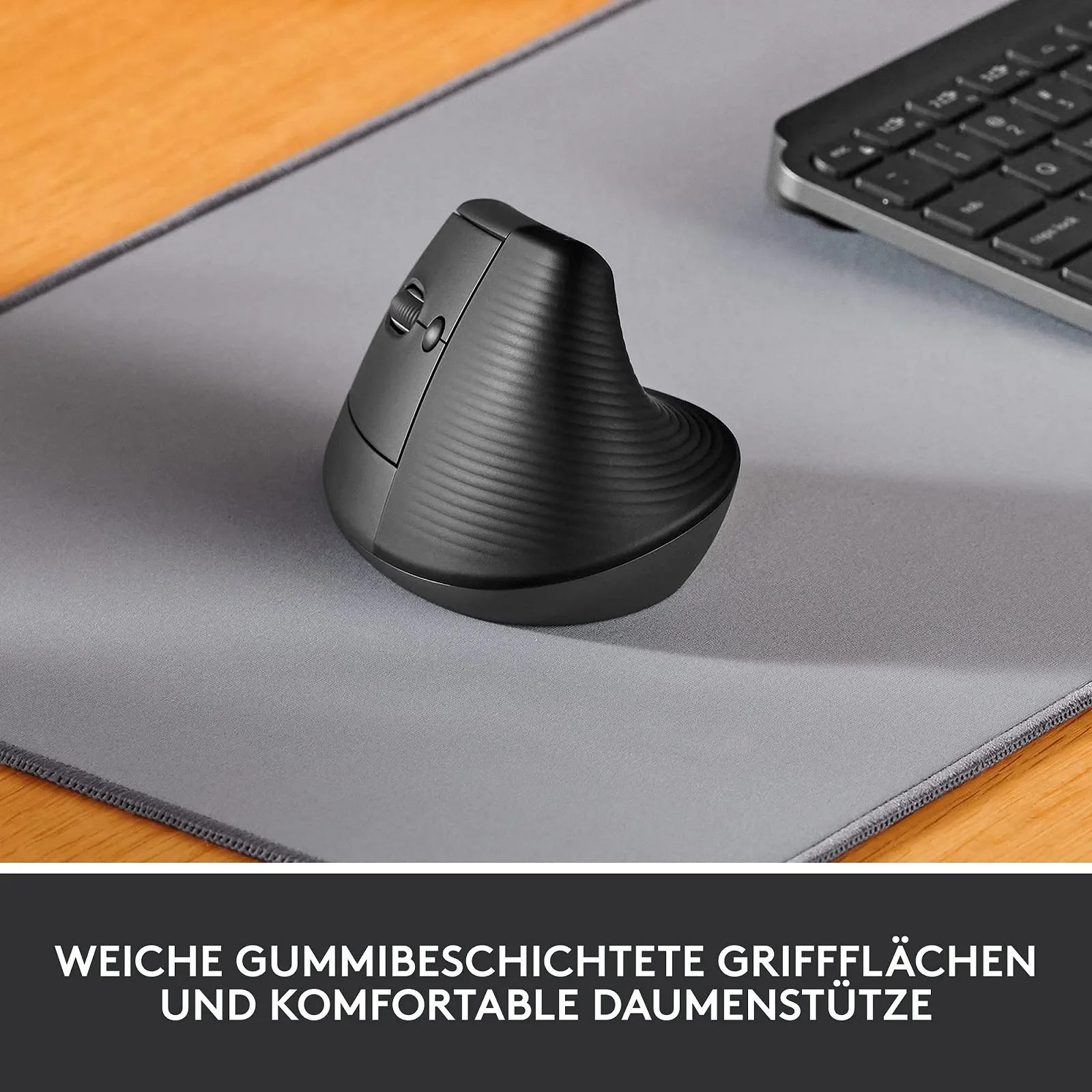 Миша Logitech Lift Vertical Ergonomic Left Handed Wireless Bluetooth або Logi Bolt USB Graphite, фото №3 Миша Logitech Lift Vertical Ergonomic Left Handed Wireless Bluetooth або Logi Bolt USB Graphite, фото №3