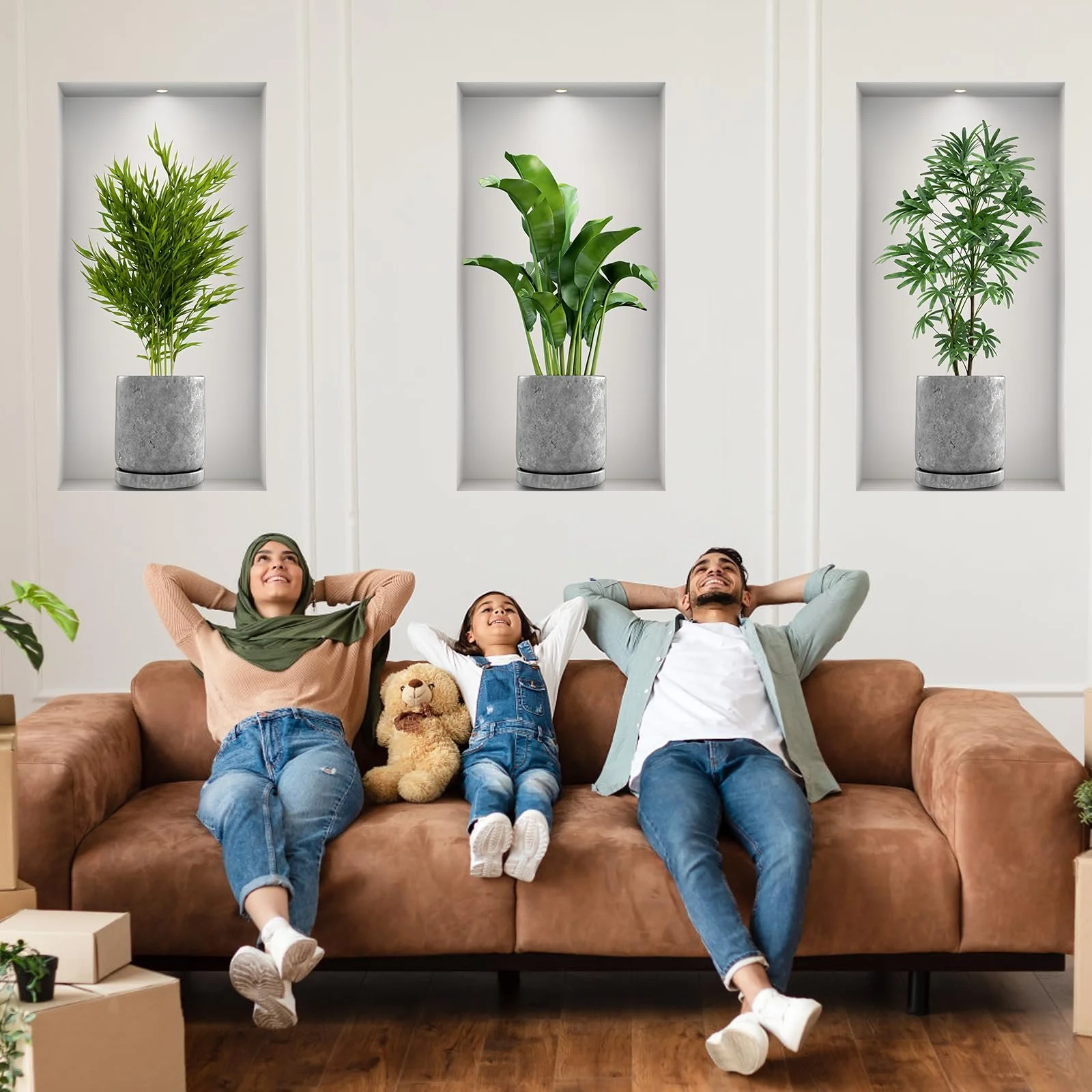 Наклейки на стіну Joyan 3D Рослини Зелені та червоні квіти Глянцеві Самоклейні ПВХ, фото №7