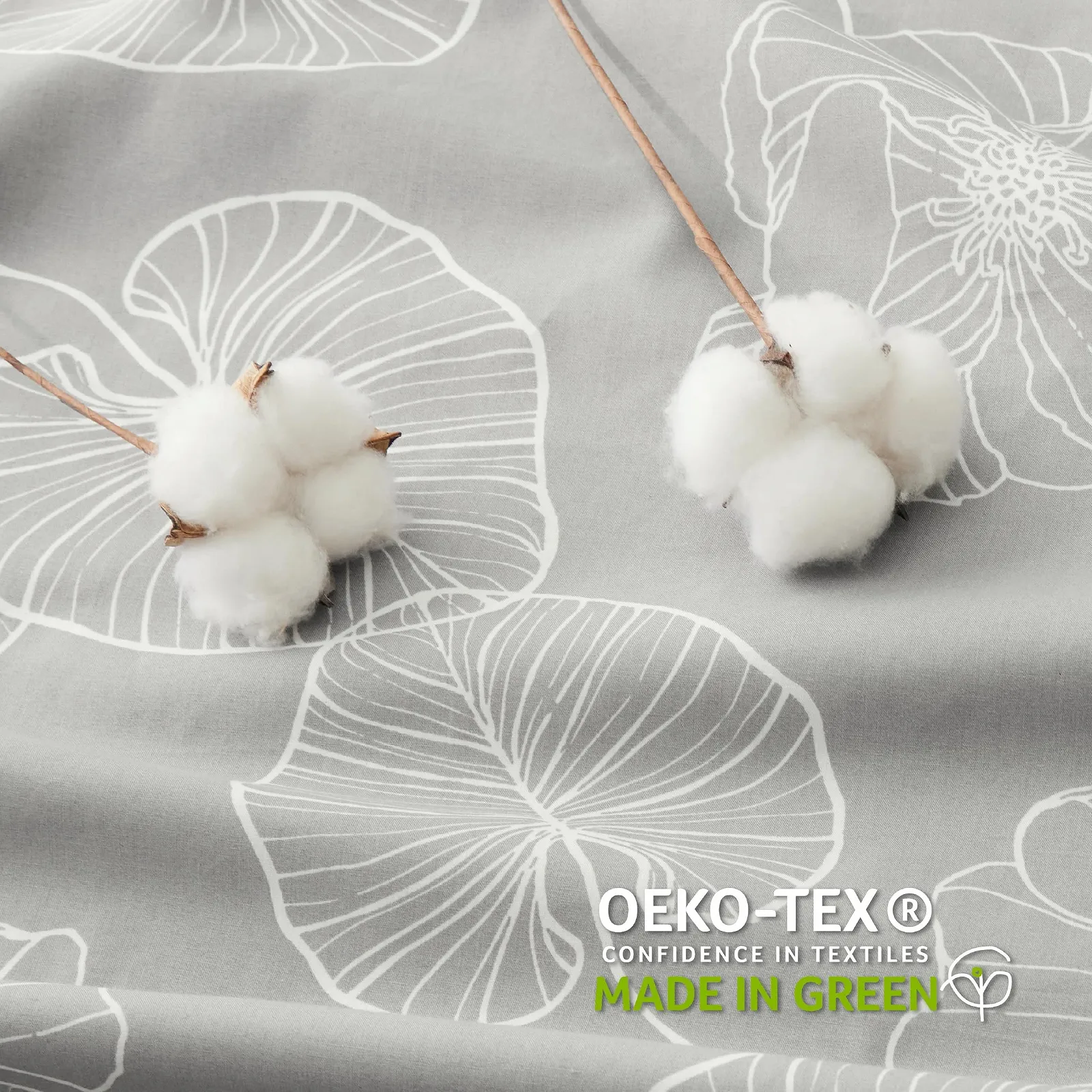 Постільна білизна BEDSURE Ginkgo бавовна 4 предмети 135 x 200 см Сірий, фото №4