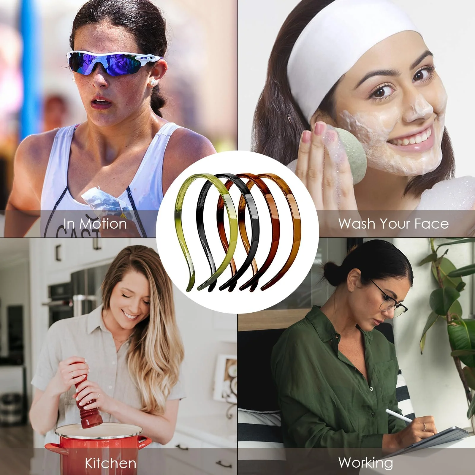 Набор обручей для волос Пластик 4 шт., фото №6