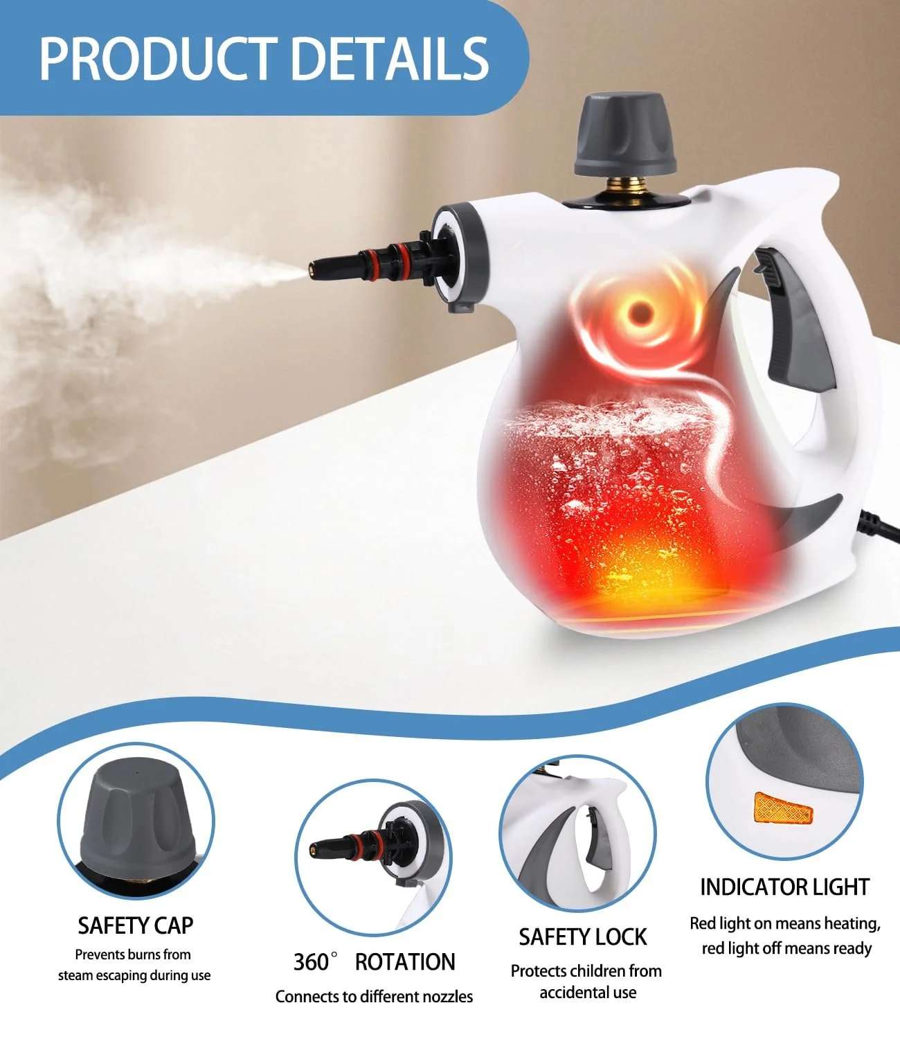 Пароочиститель Zaxiva 1050 Вт с 12 аксессуарами Давление пара 3,2 бар, фото №4 Пароочиститель Zaxiva 1050 Вт с 12 аксессуарами Давление пара 3,2 бар, фото №4