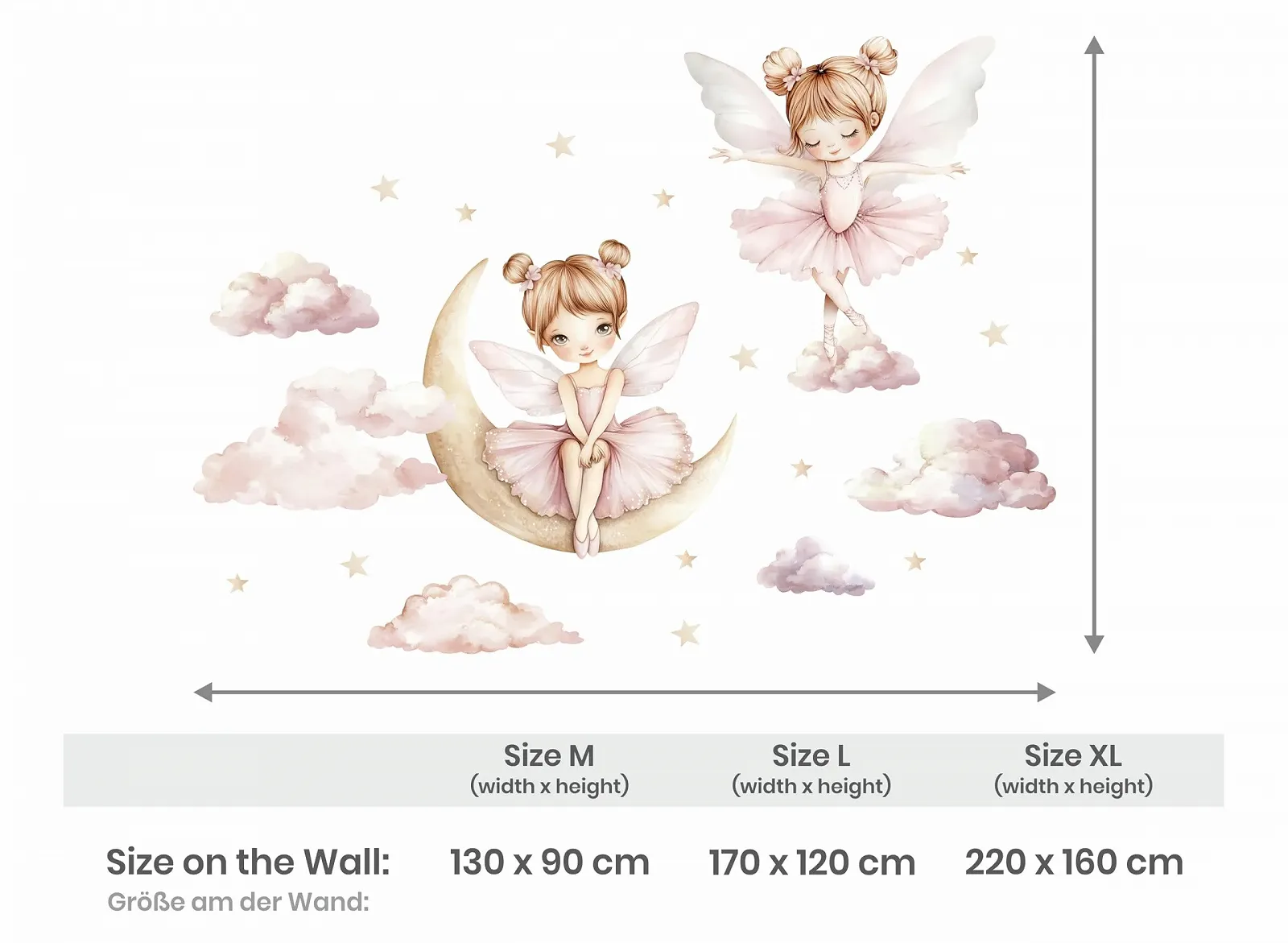 Наклейка на стіну Osomhom Ballerinas Балерина на місяці та хмарах L, фото №8