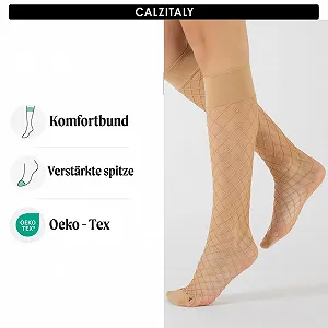 Панчохи Calzitaly В Сіточку З Великими Отверстиями Чорний Бежевий (2 пари) synthetic.ua - Фото 1