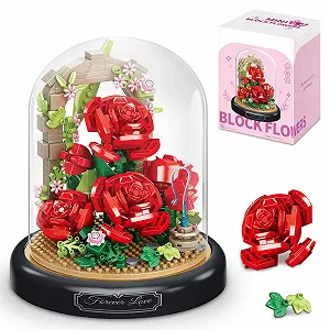 Конструктор Цветок Роза HIGH GODO 574 детали с защитным чехлом Красный - Фото 1