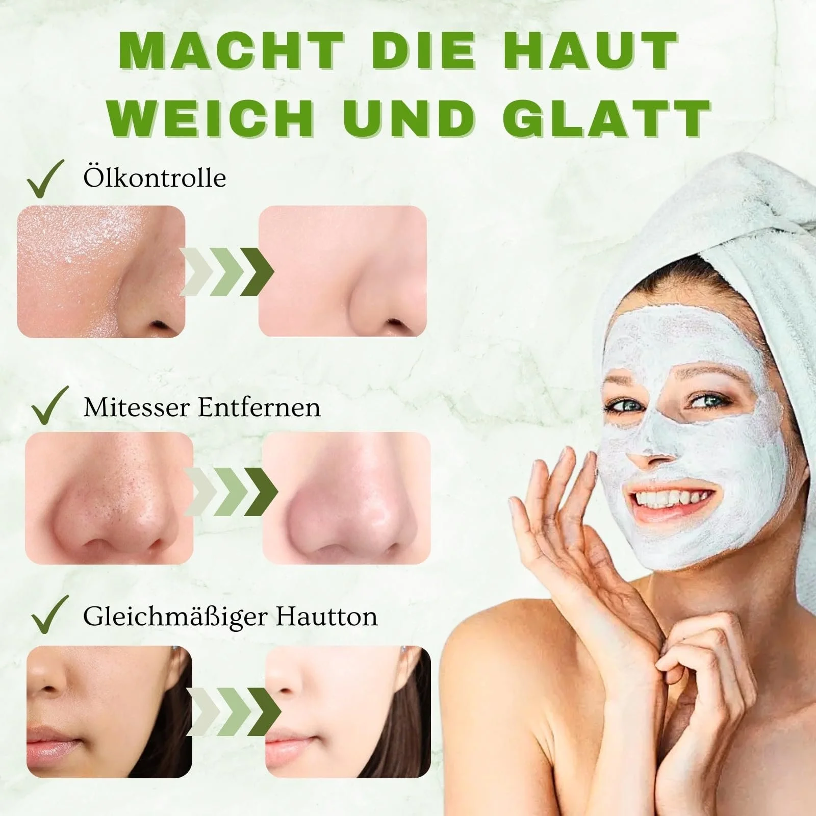 Маска-стік Зелена для контролю жирності 3 шт., 3 кольори Глиняна маска для глибокого очищення, фото №4